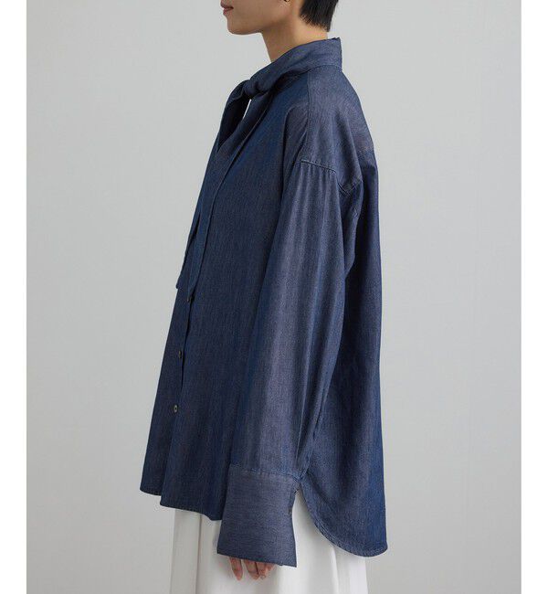 SALON adam et rope'「【WEB限定】フラールボウタイデニムブラウス」|シャツ・ブラウス|