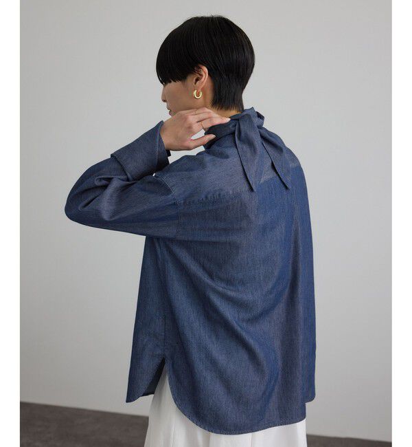 SALON adam et rope'「【WEB限定】フラールボウタイデニムブラウス」|シャツ・ブラウス|
