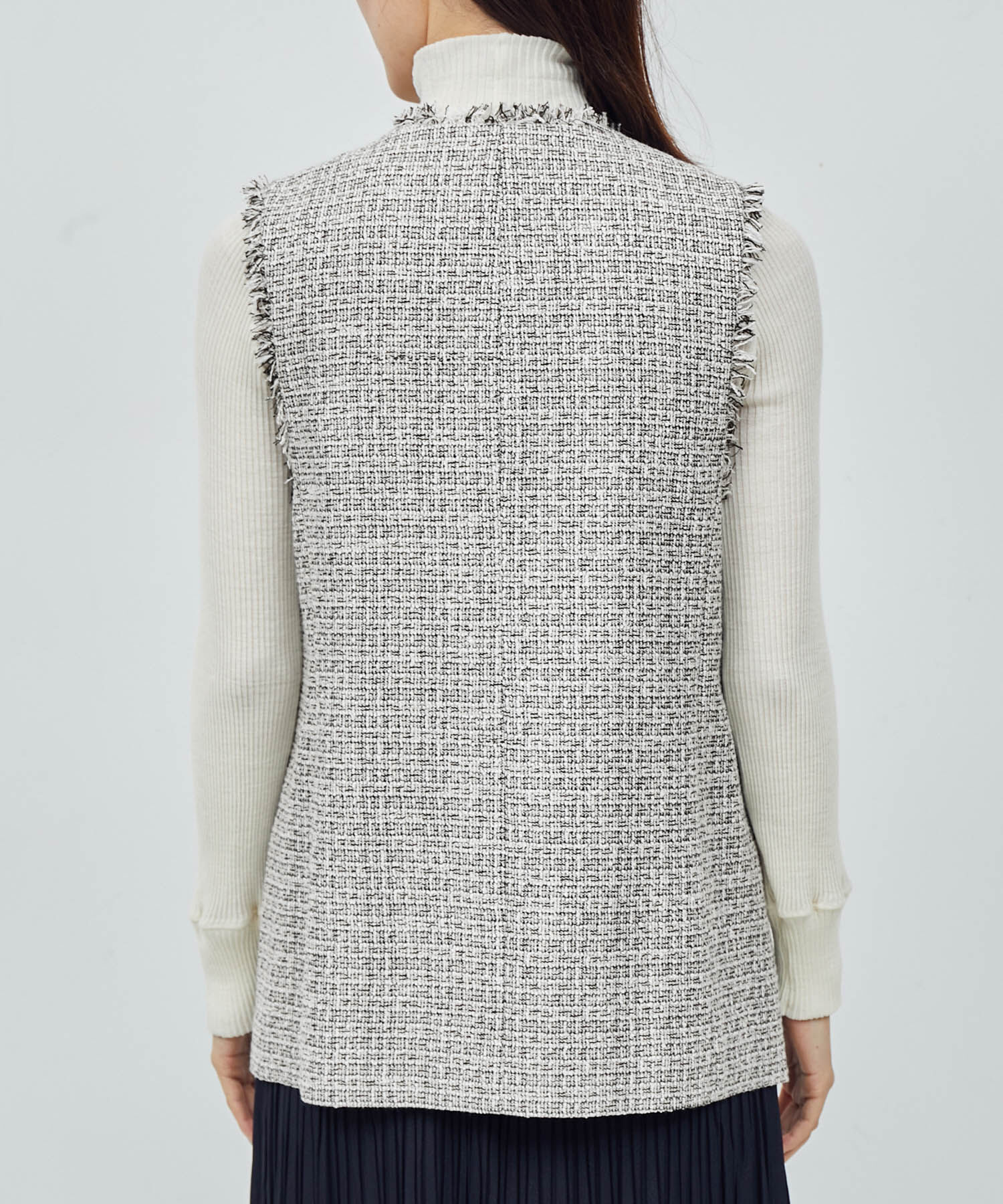 ROPE「ミックスツイード ノーカラージレベスト【セレモニー/通勤対応】」|ベスト・ジレ|