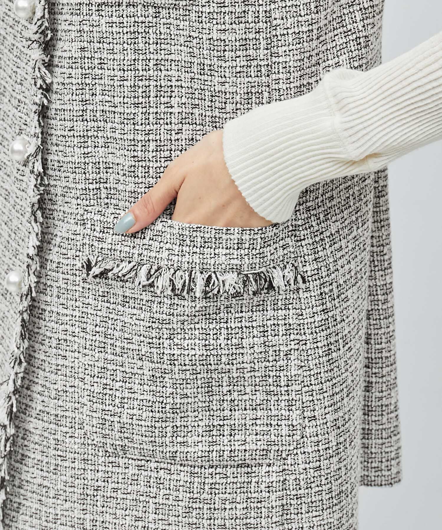 ROPE「ミックスツイード ノーカラージレベスト【セレモニー/通勤対応】」|ベスト・ジレ|