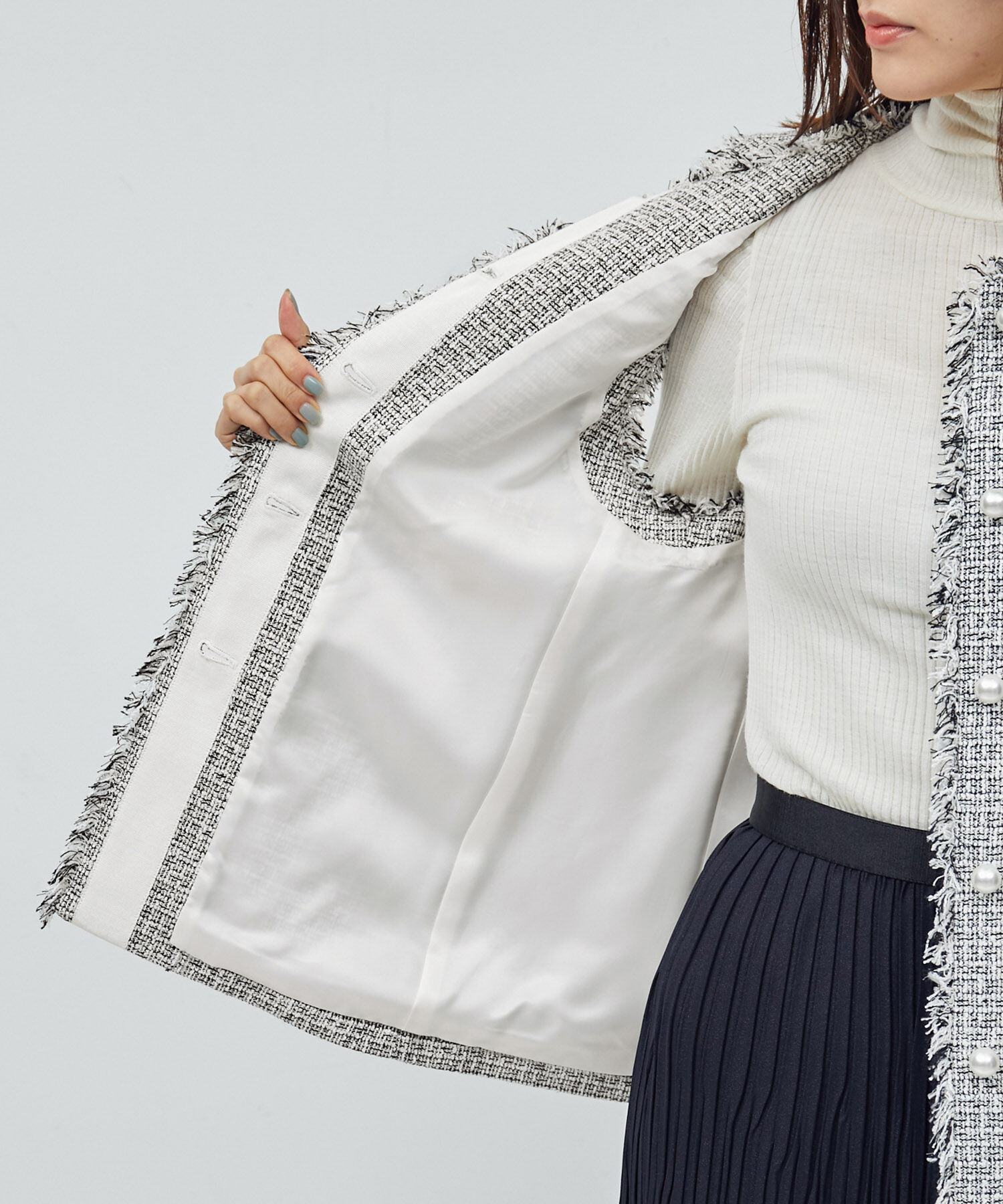 ROPE「ミックスツイード ノーカラージレベスト【セレモニー/通勤対応】」|ベスト・ジレ|