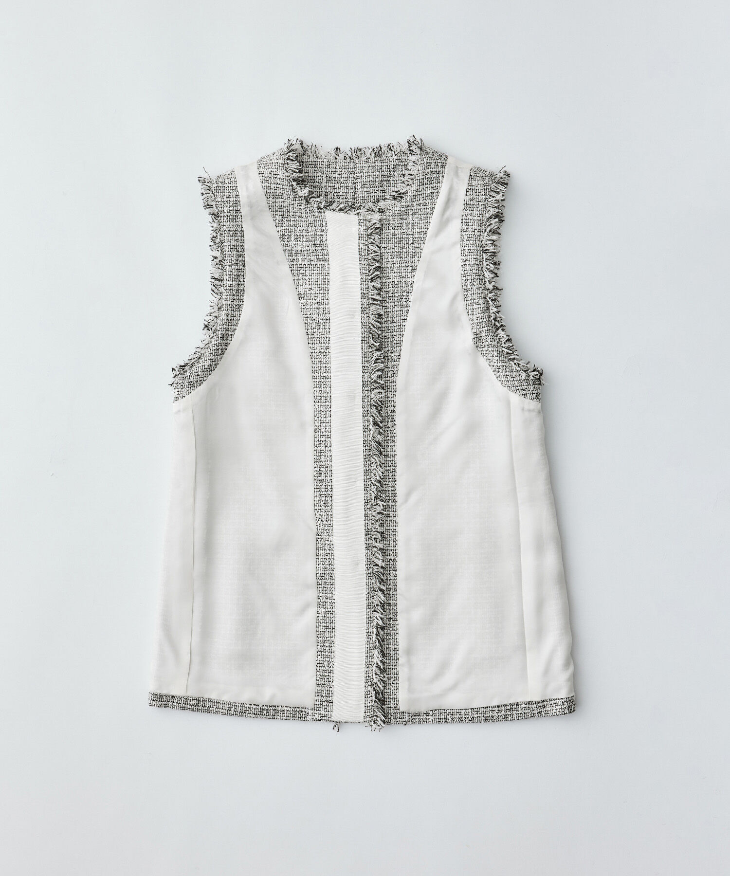 ROPE「ミックスツイード ノーカラージレベスト【セレモニー/通勤対応】」|ベスト・ジレ|