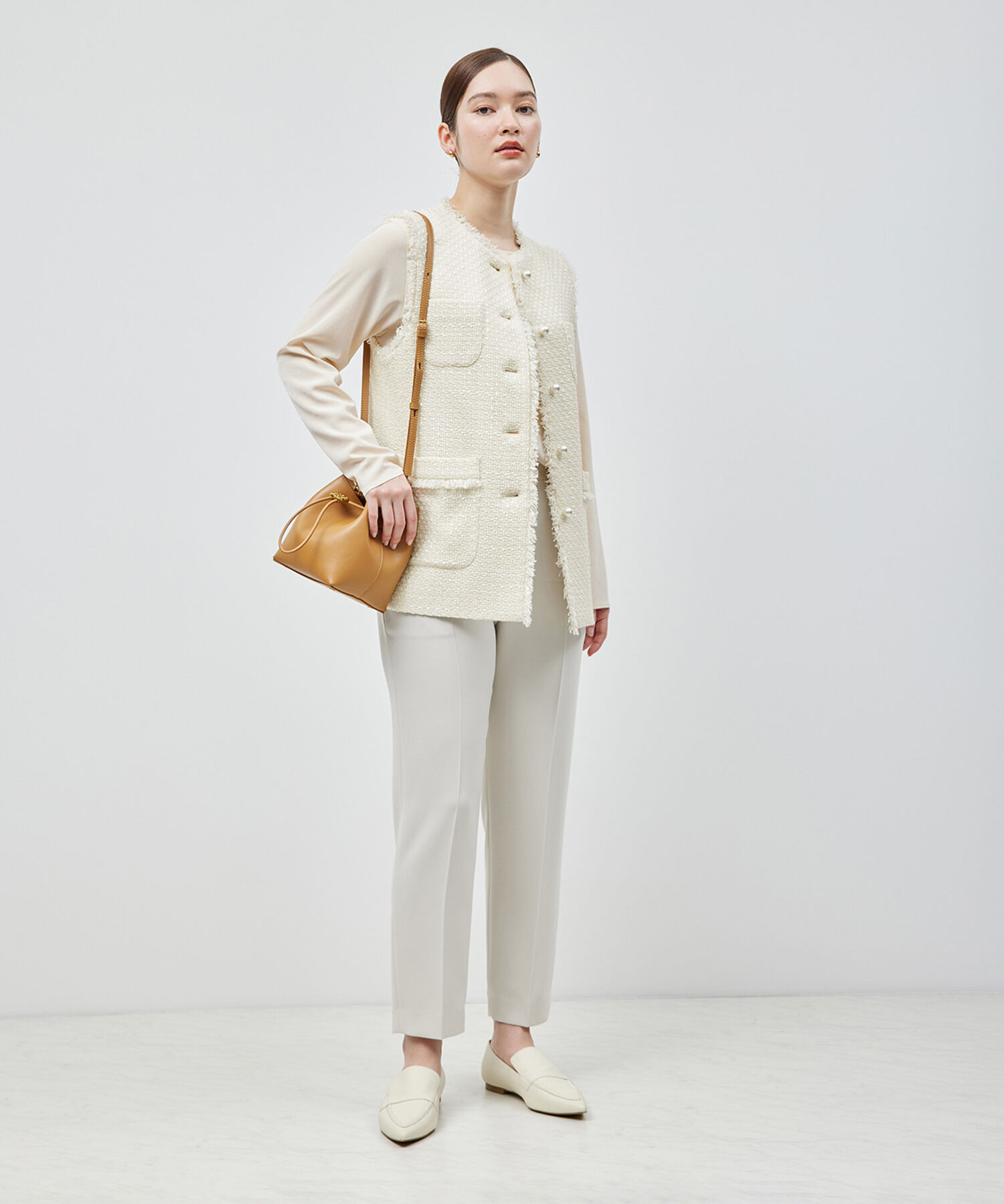 ROPE「ミックスツイード ノーカラージレベスト【セレモニー/通勤対応】」|ベスト・ジレ|