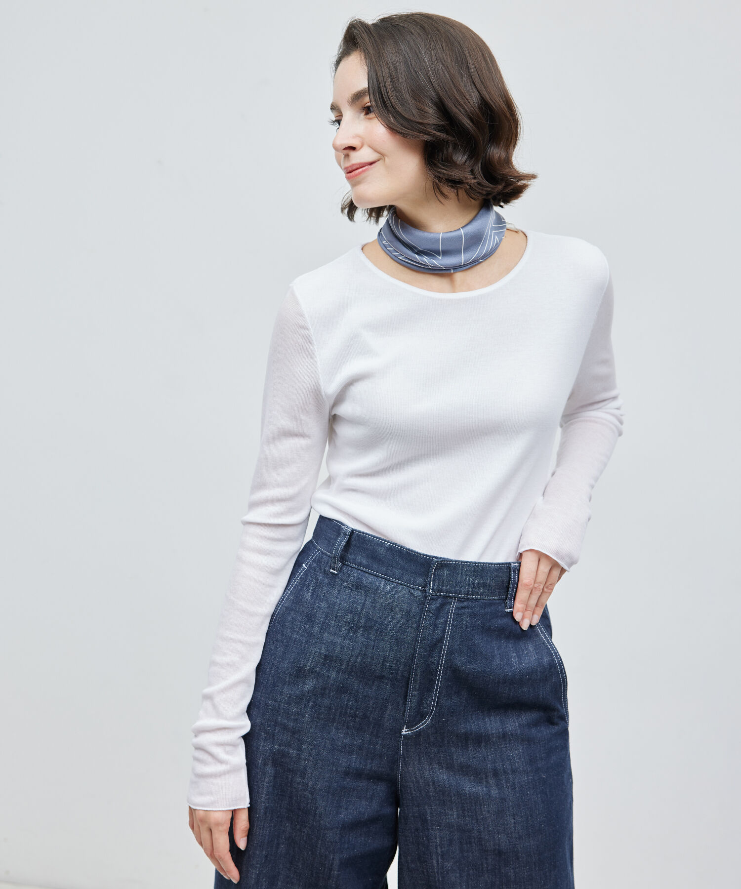 ROPE「【雑誌掲載】コットンナイロン二重仕立てシアープルオーバー」|Tシャツ・カットソー|ホワイト(10)