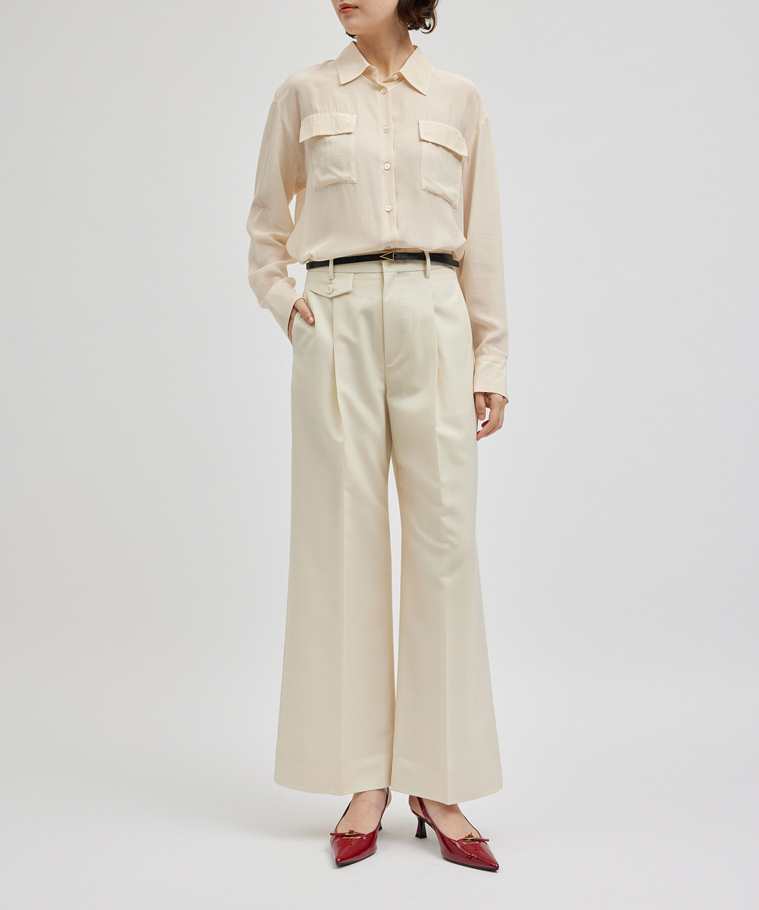 ROPE「シルクレーヨンデシンシャツブラウス」|シャツ・ブラウス|