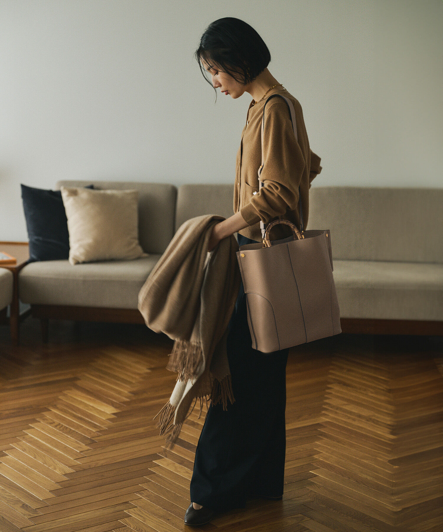 ROPE「【E'POR】BAMBOO BAG Large【通勤】【A4対応】【25AW】」|トートバッグ|ベージュ系(28)