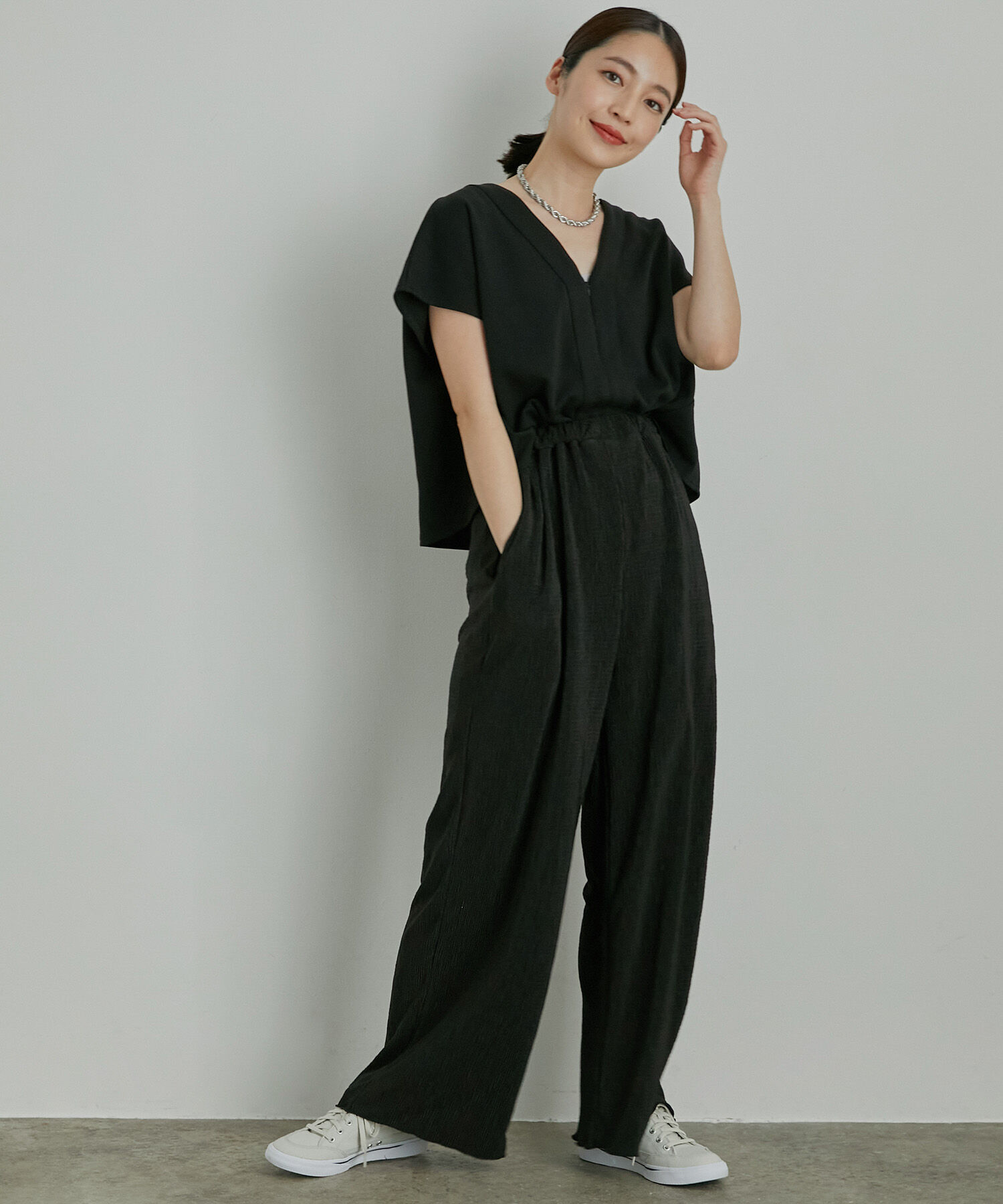 VIS「【美短】ジャージドッキングジャンプスーツ」|オールインワン|