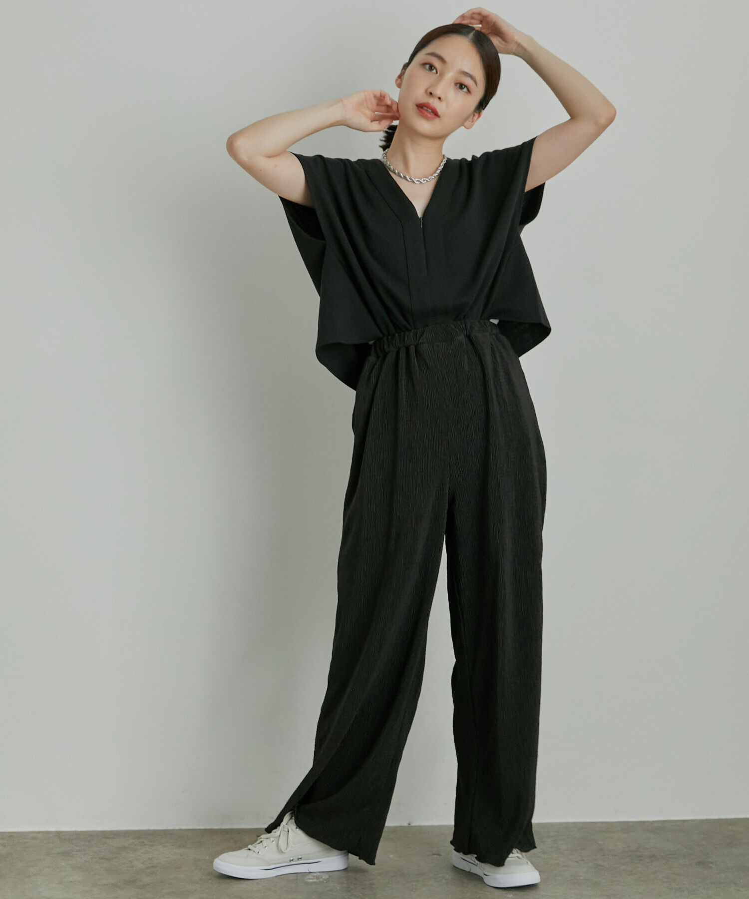 VIS「【美短】ジャージドッキングジャンプスーツ」|オールインワン|