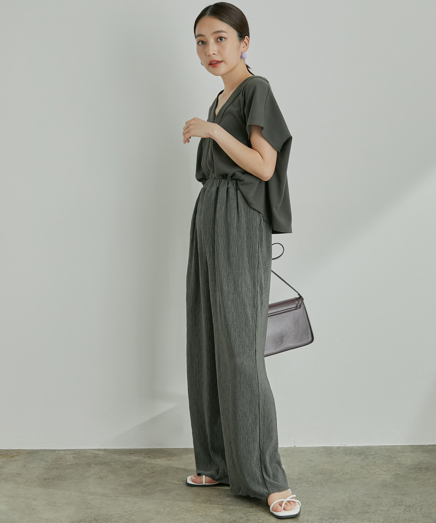 VIS「【美短】ジャージドッキングジャンプスーツ」|オールインワン|