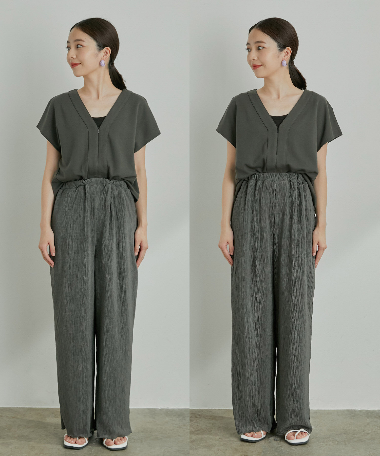 VIS「【美短】ジャージドッキングジャンプスーツ」|オールインワン|