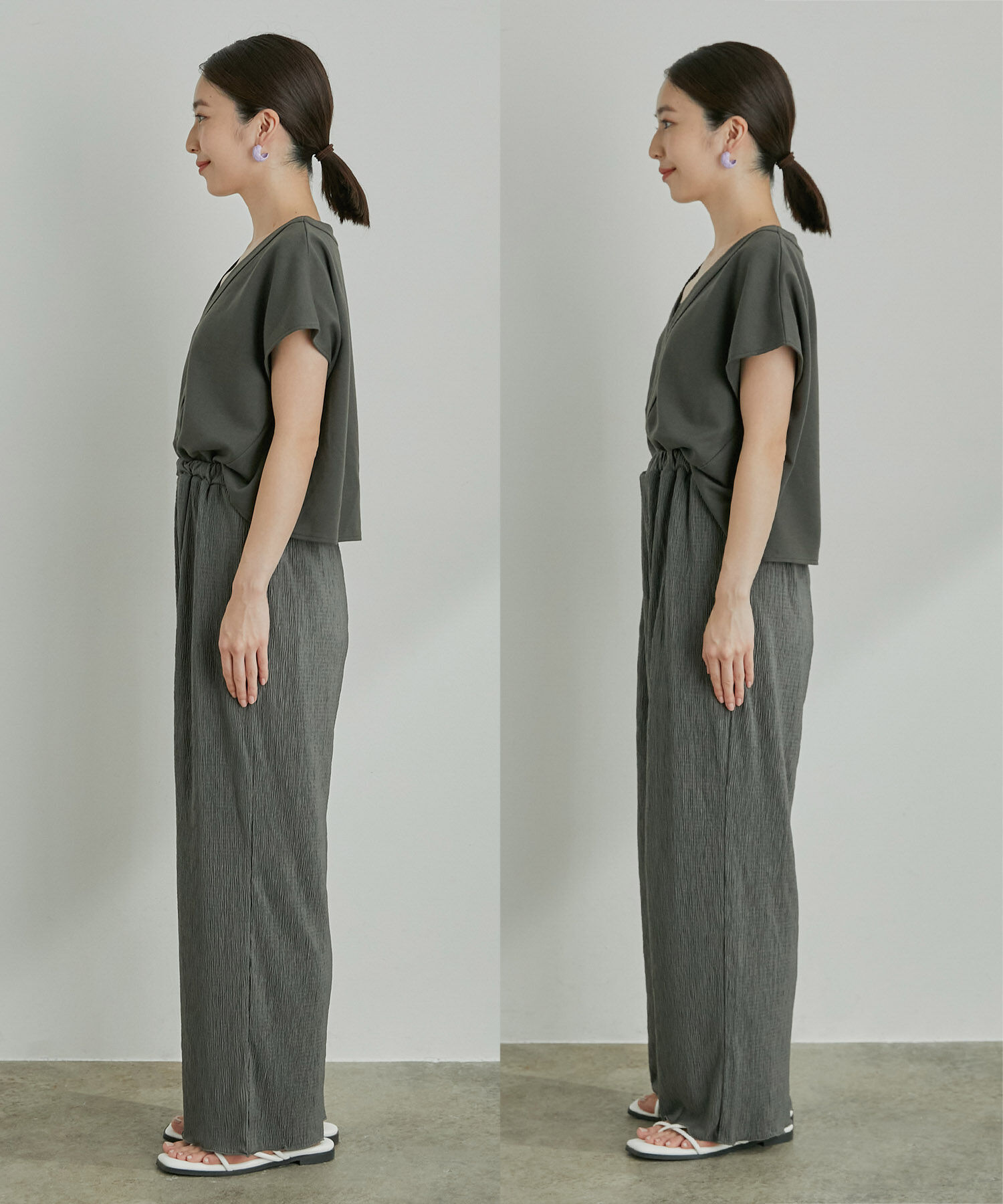 VIS「【美短】ジャージドッキングジャンプスーツ」|オールインワン|