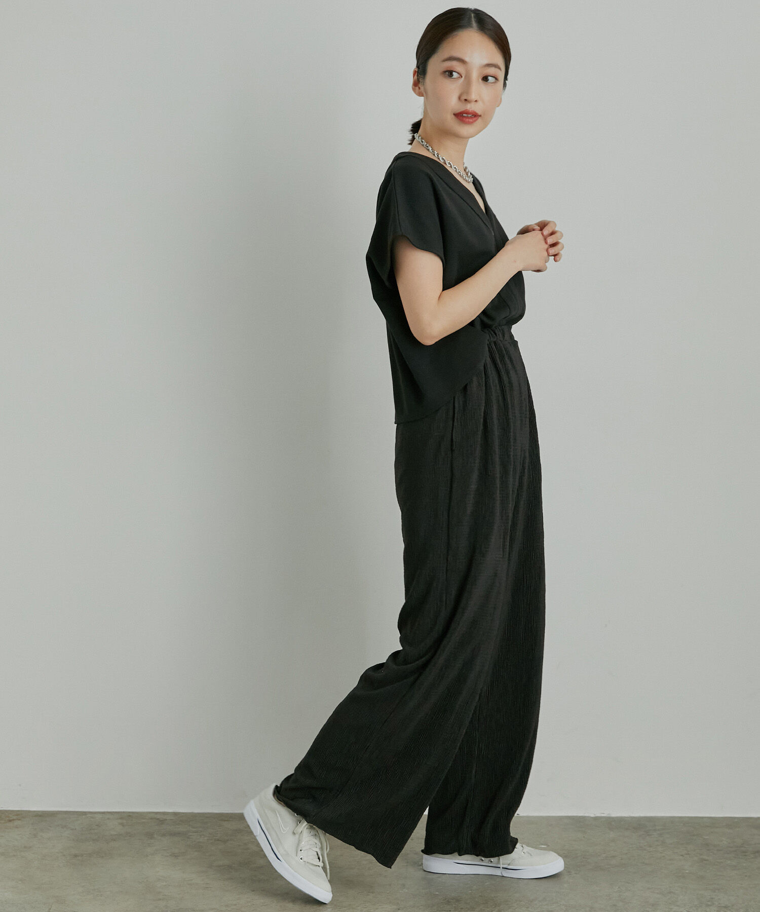 VIS「【美短】ジャージドッキングジャンプスーツ」|オールインワン|