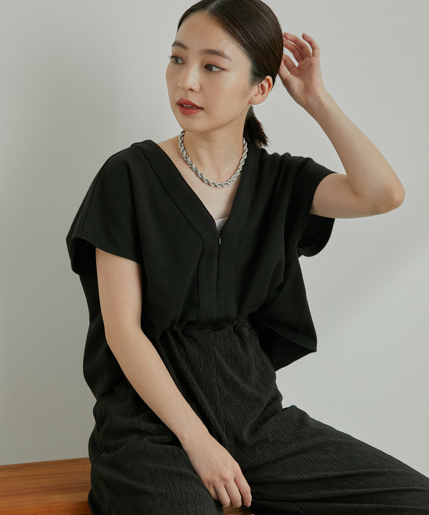 VIS「【美短】ジャージドッキングジャンプスーツ」|オールインワン|