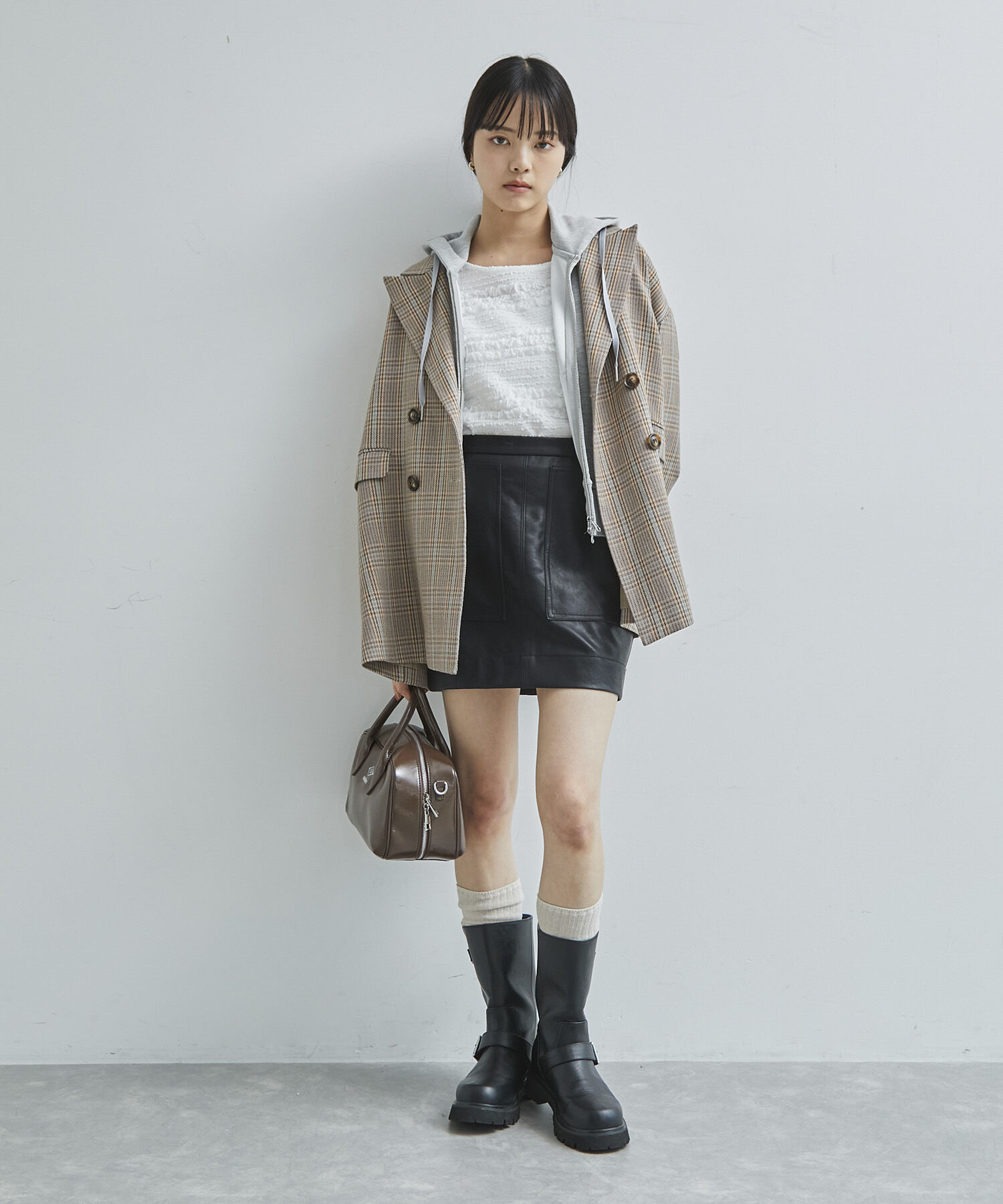 VIS「【洗える】ポンチショートパーカー」|パーカー|