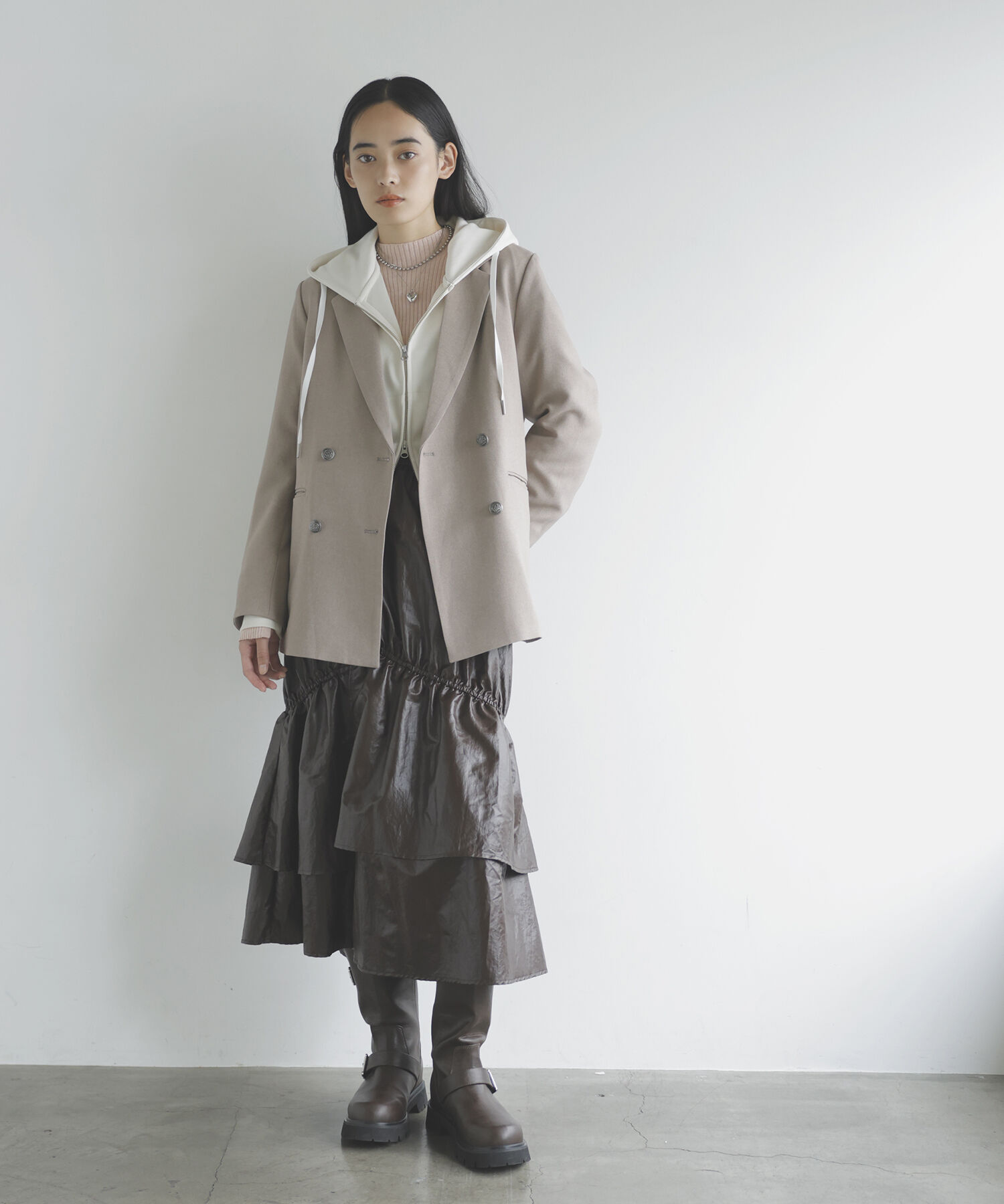 VIS「【洗える】ポンチショートパーカー」|パーカー|