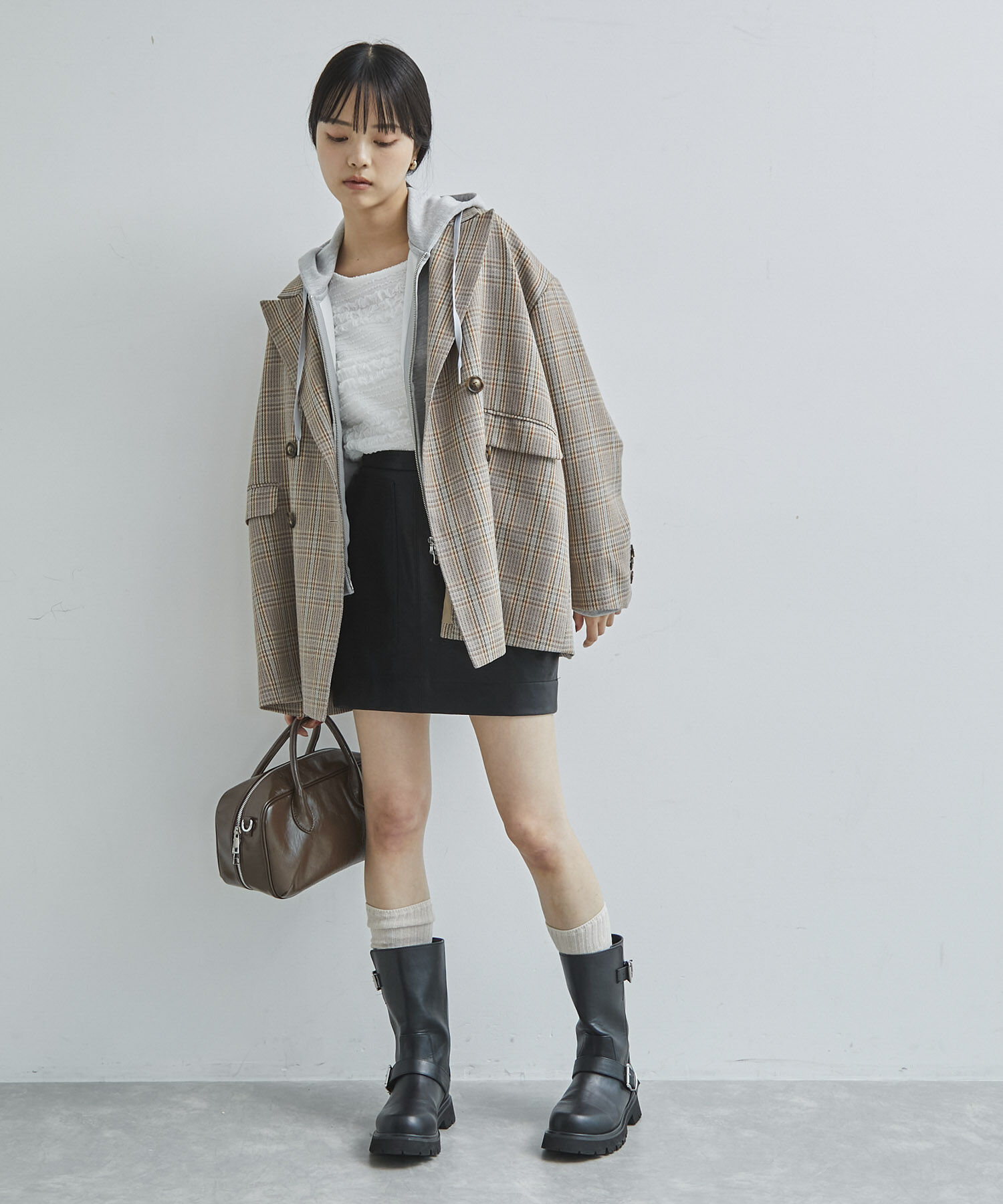 VIS「【洗える】ポンチショートパーカー」|パーカー|