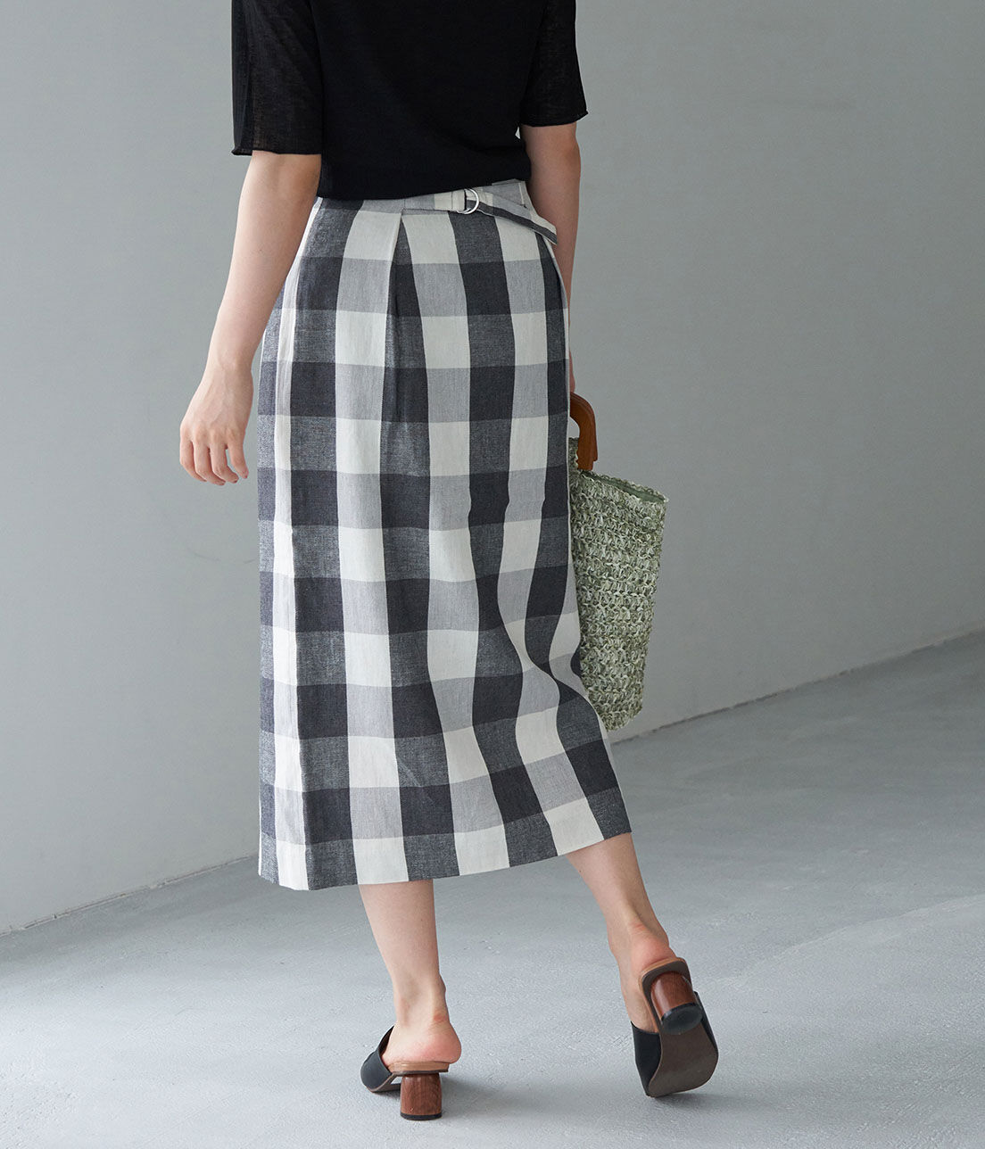 Rope&rsquo;Picnic「リネン混ビッグチェックアイラインスカート」|スカート|