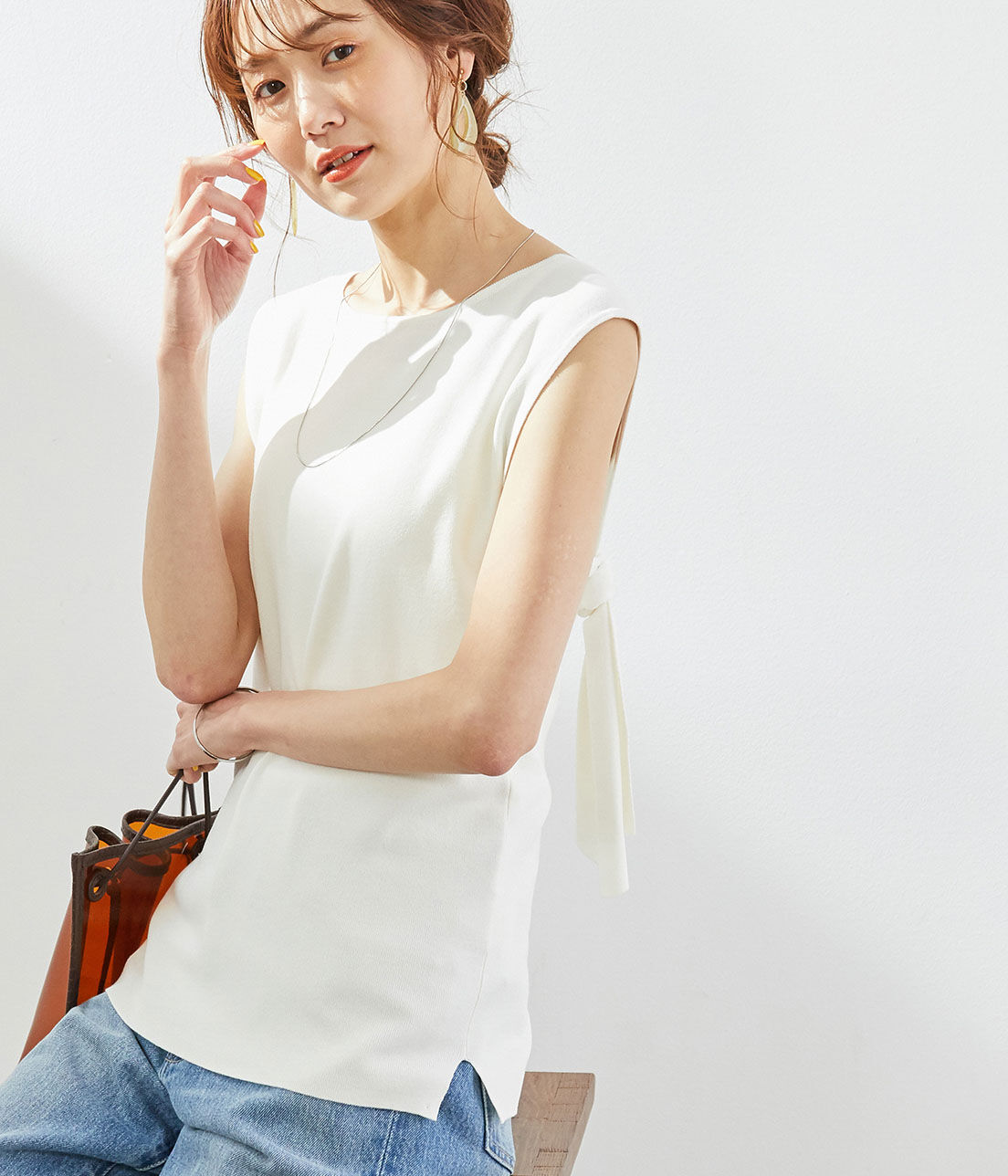 Rope&rsquo;Picnic「後ろ結びゼロスリーブプルオーバー」|ニット・セーター|