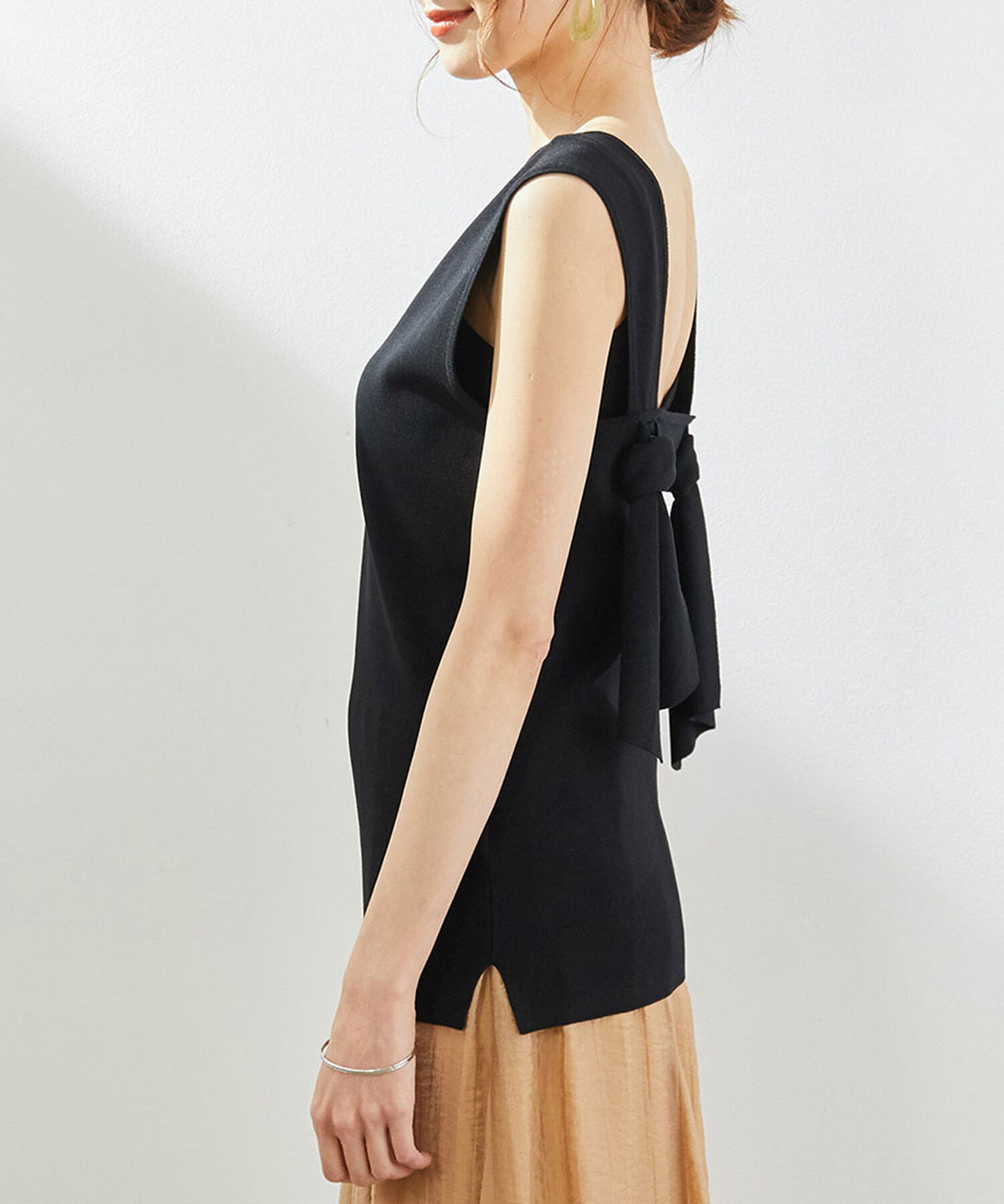 Rope&rsquo;Picnic「後ろ結びゼロスリーブプルオーバー」|ニット・セーター|