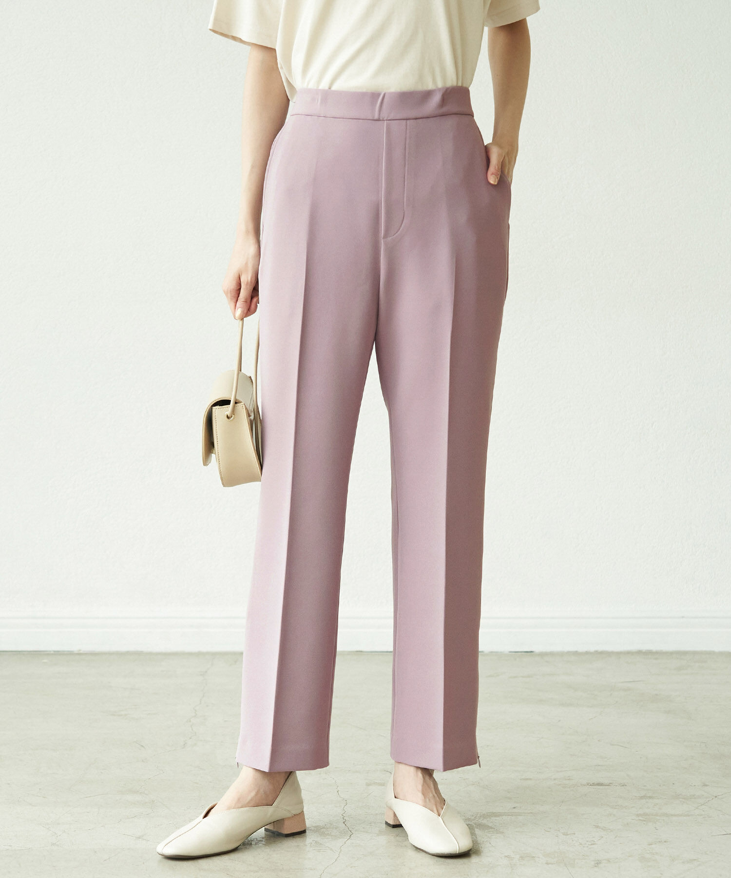 Rope&rsquo;Picnic「【ラク美】ファスナースリットパンツ」|その他|パープル系(54)