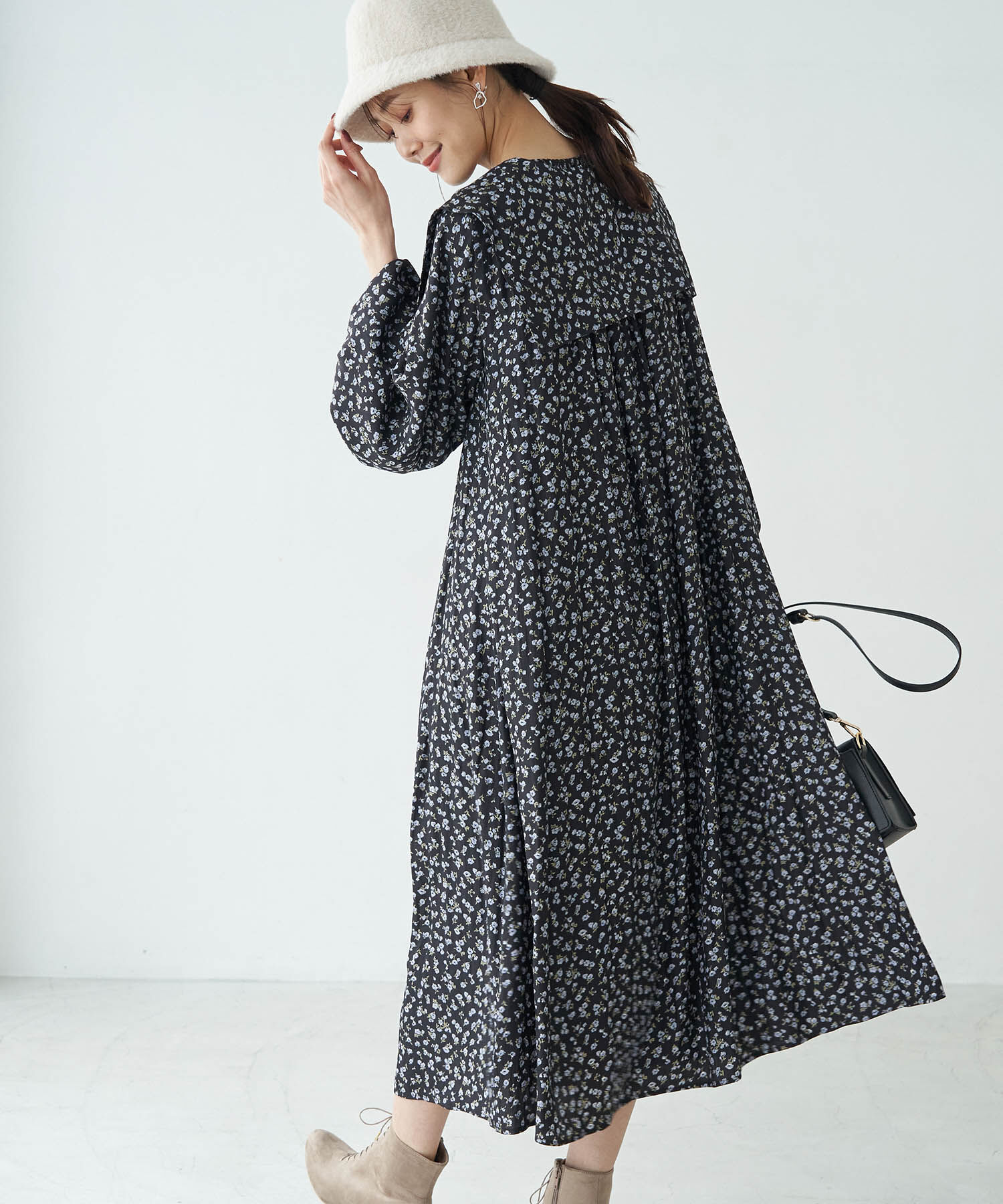 Rope&rsquo;Picnic「セーラーカラー付ワンピース」|ワンピース|ブラック(01)