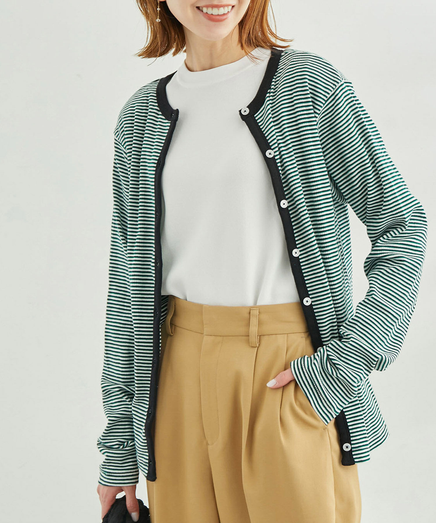 Rope&rsquo;Picnic「【WEB限定】【Miller/ミラー別注】2WAY/カーディガン」|カーディガン|グリーン(30)