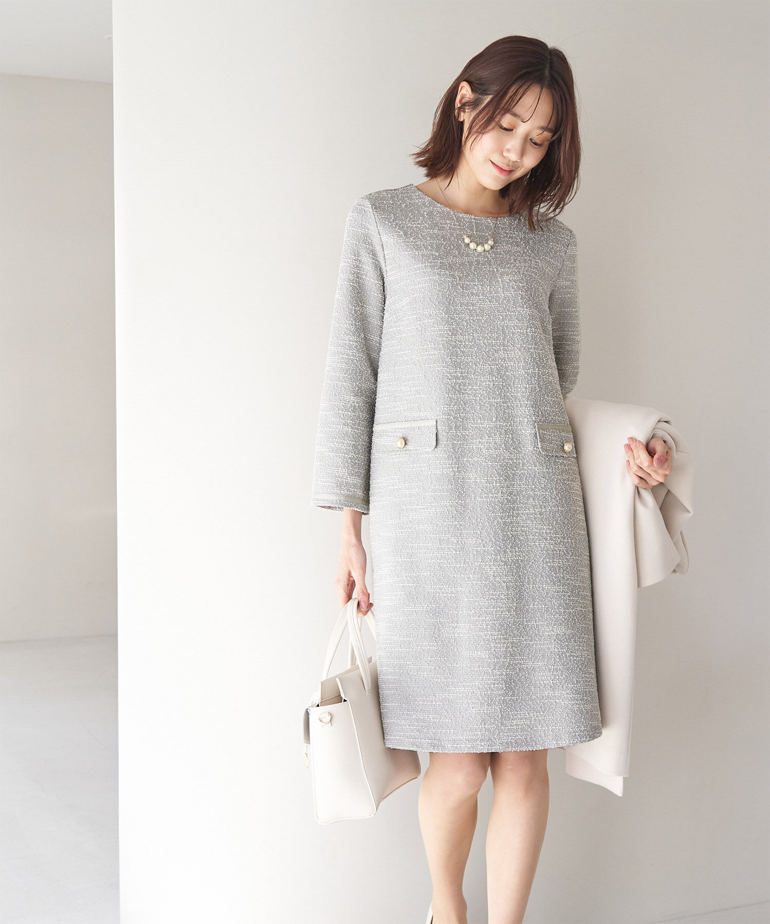 Rope&rsquo;Picnic「ツイードワンピース」|ワンピース|グレー(07)