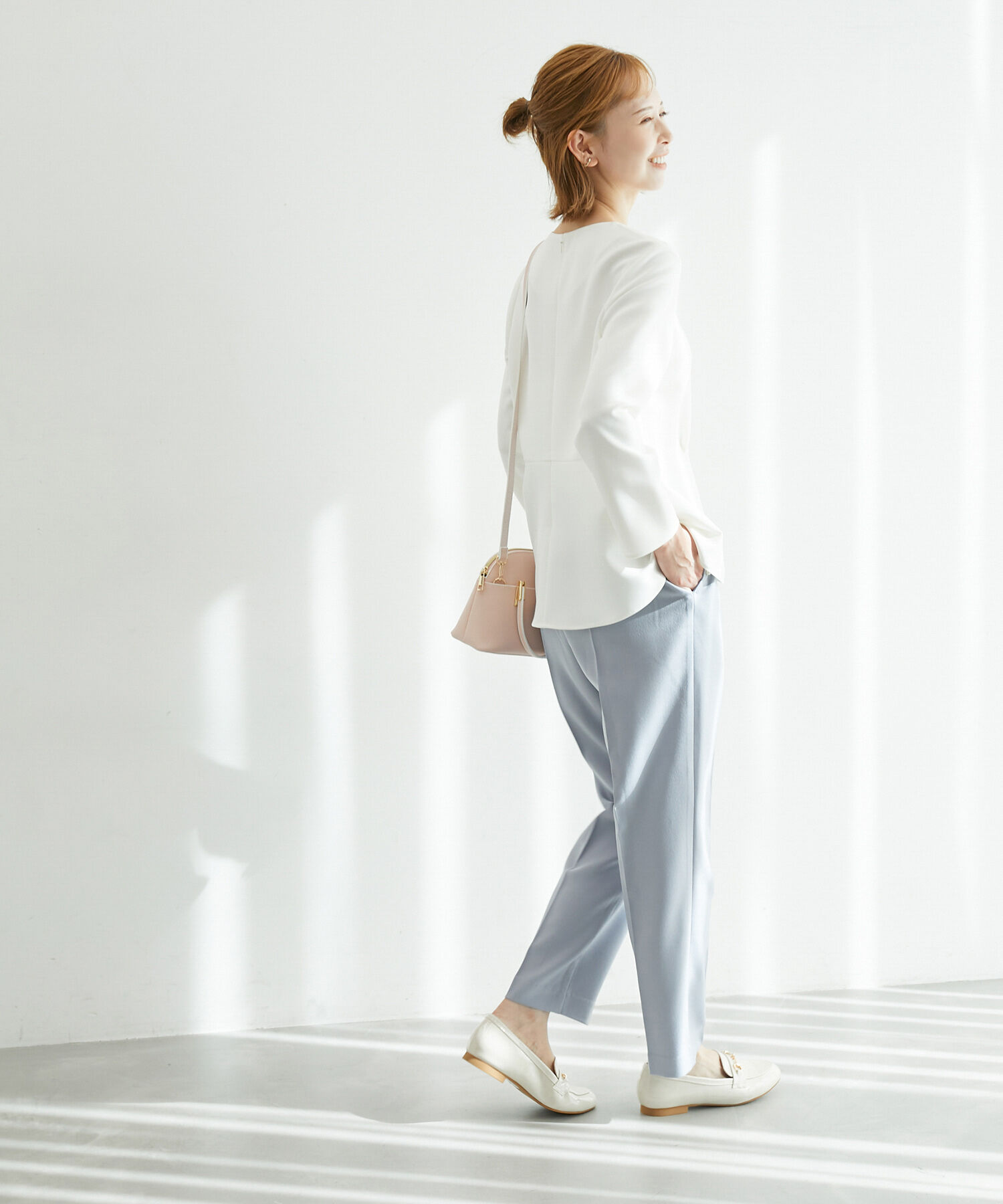 Rope&rsquo;Picnic「【360&deg;ウルトラストレッチ】セットアップ対応/ペプラムブラウス」|シャツ・ブラウス|