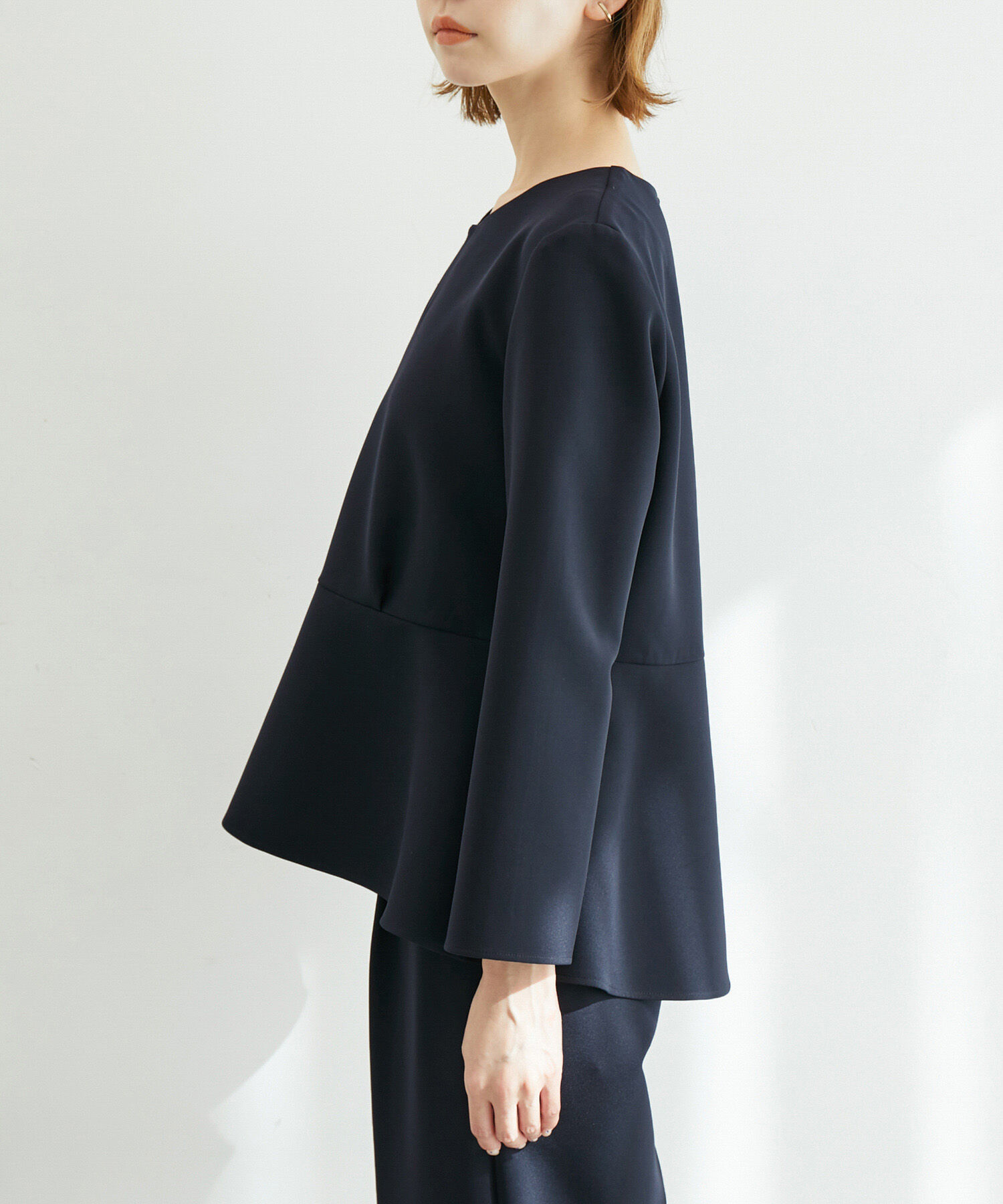 Rope&rsquo;Picnic「【360&deg;ウルトラストレッチ】セットアップ対応/ペプラムブラウス」|シャツ・ブラウス|