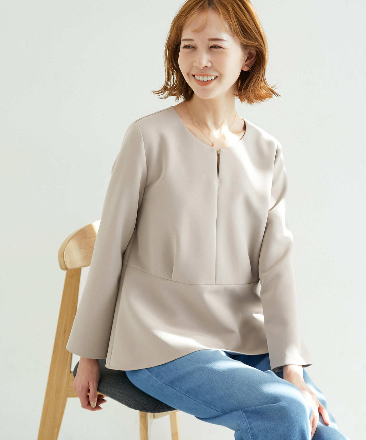 Rope&rsquo;Picnic「【360&deg;ウルトラストレッチ】セットアップ対応/ペプラムブラウス」|シャツ・ブラウス|