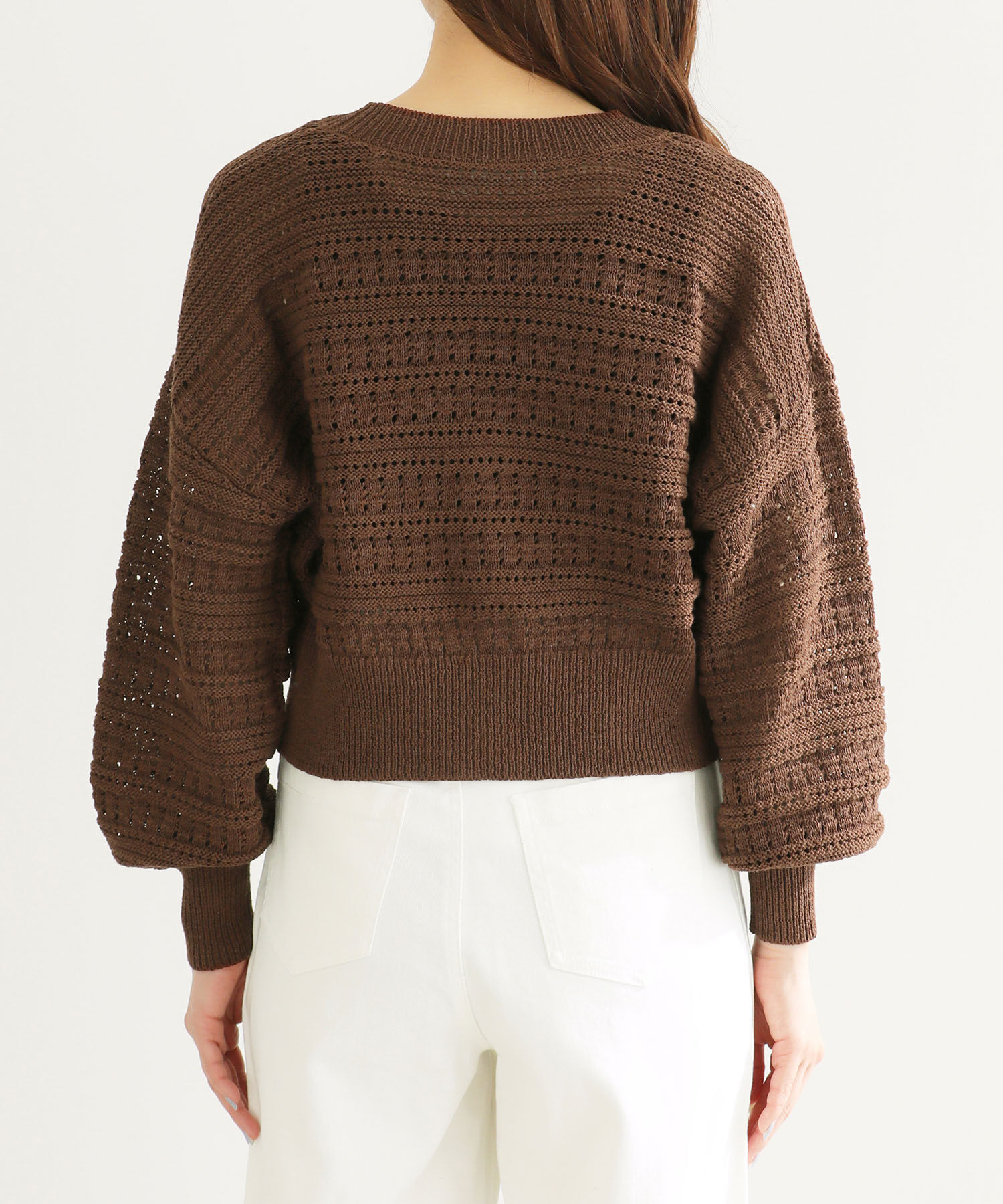 Rope&rsquo;Picnic「セットアップ対応/透かし編みテープヤーンニットカーディガン」|カーディガン|