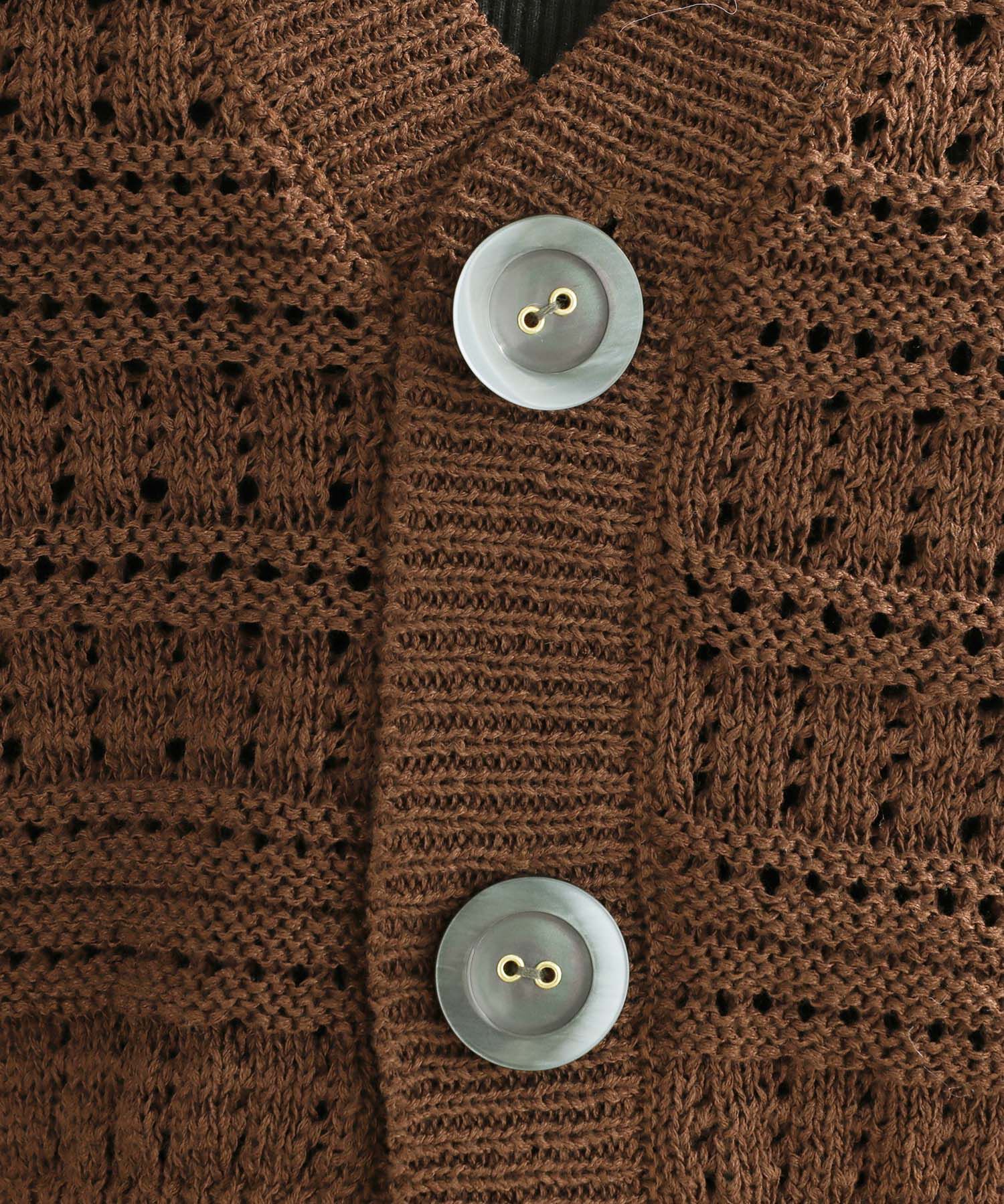 Rope&rsquo;Picnic「セットアップ対応/透かし編みテープヤーンニットカーディガン」|カーディガン|