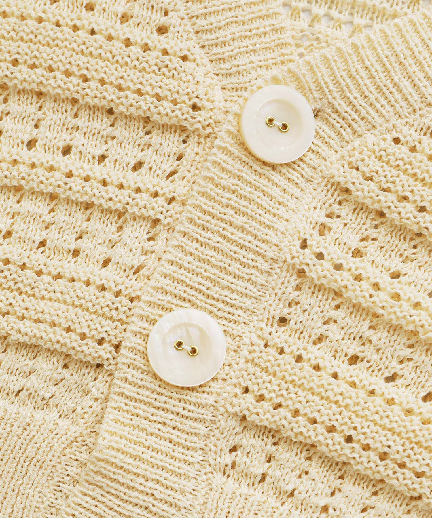 Rope&rsquo;Picnic「セットアップ対応/透かし編みテープヤーンニットカーディガン」|カーディガン|