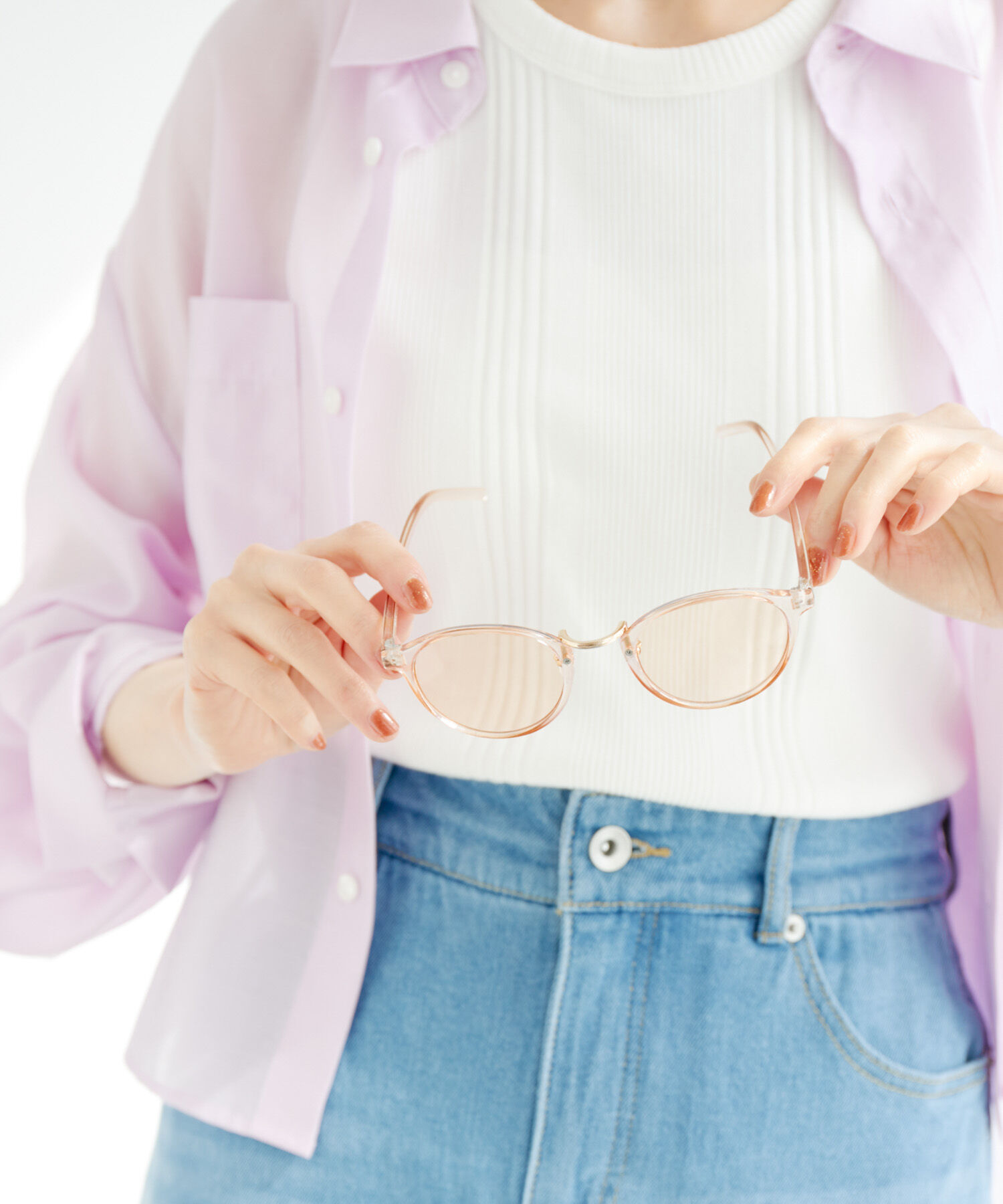 ROPE PICNIC PASSAGE「UVカット/メタルブリッジクリアカラーアイウェア」|サングラス|ピンク系(65)