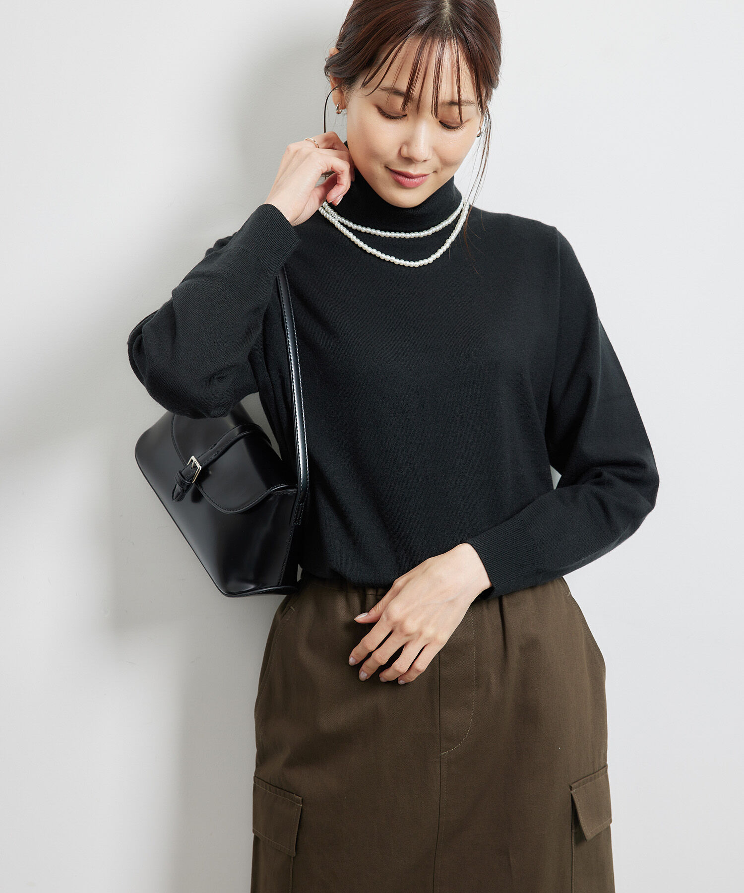 Rope&rsquo;Picnic「天竺タートルネックニットプルオーバー/アンチピリング・帯電防止」|ニット・セーター|