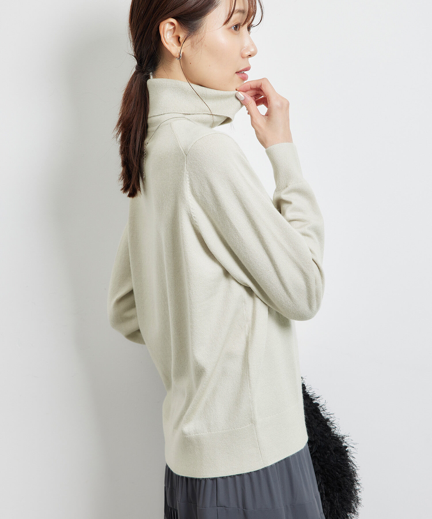 Rope&rsquo;Picnic「天竺タートルネックニットプルオーバー/アンチピリング・帯電防止」|ニット・セーター|