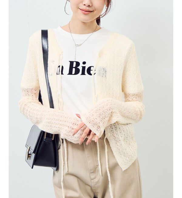 Rope&rsquo;Picnic「レース編みメッシュニットカーディガン」|カーディガン|