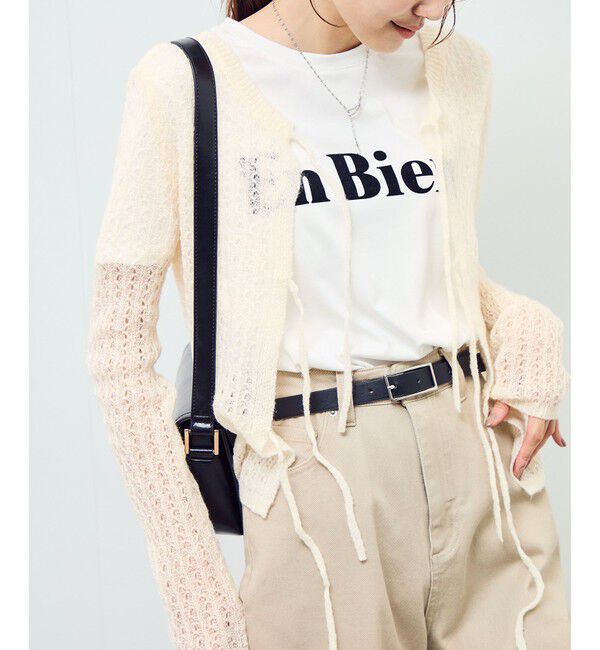 Rope&rsquo;Picnic「レース編みメッシュニットカーディガン」|カーディガン|