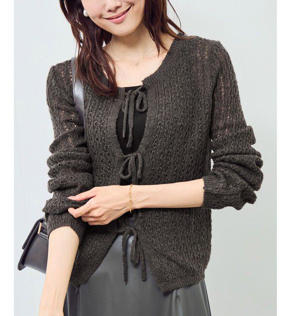 Rope&rsquo;Picnic「レース編みメッシュニットカーディガン」|カーディガン|
