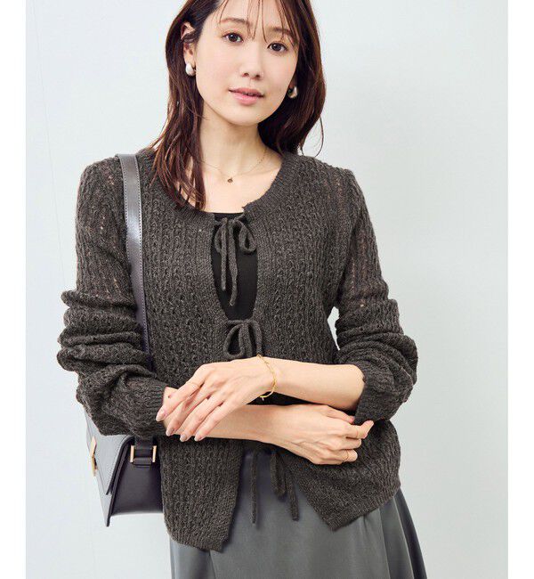 Rope&rsquo;Picnic「レース編みメッシュニットカーディガン」|カーディガン|