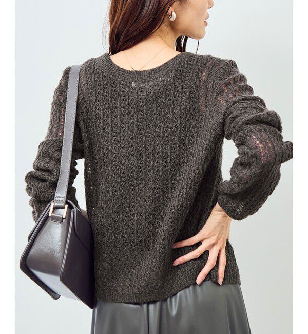 Rope&rsquo;Picnic「レース編みメッシュニットカーディガン」|カーディガン|