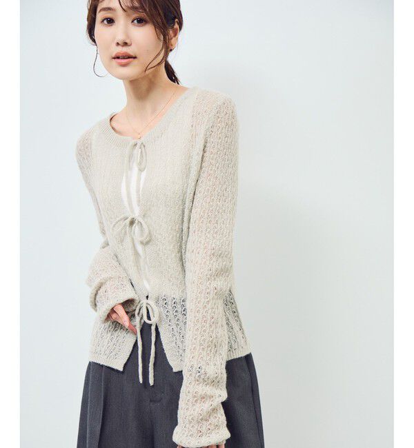 Rope&rsquo;Picnic「レース編みメッシュニットカーディガン」|カーディガン|