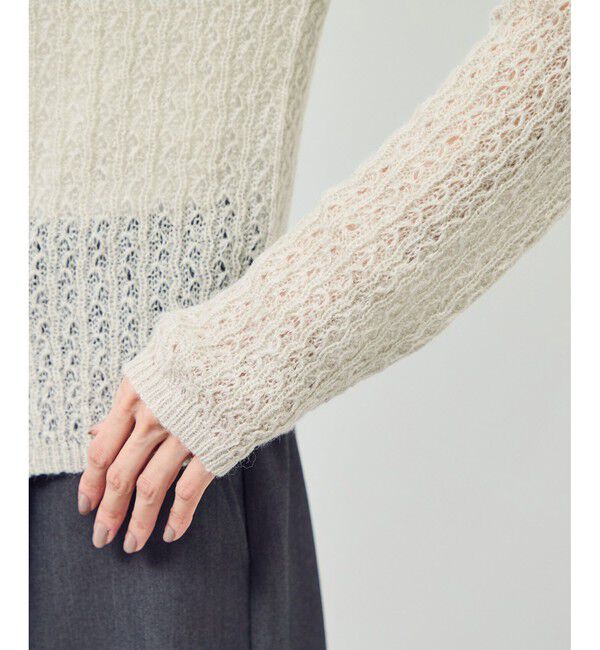 Rope&rsquo;Picnic「レース編みメッシュニットカーディガン」|カーディガン|