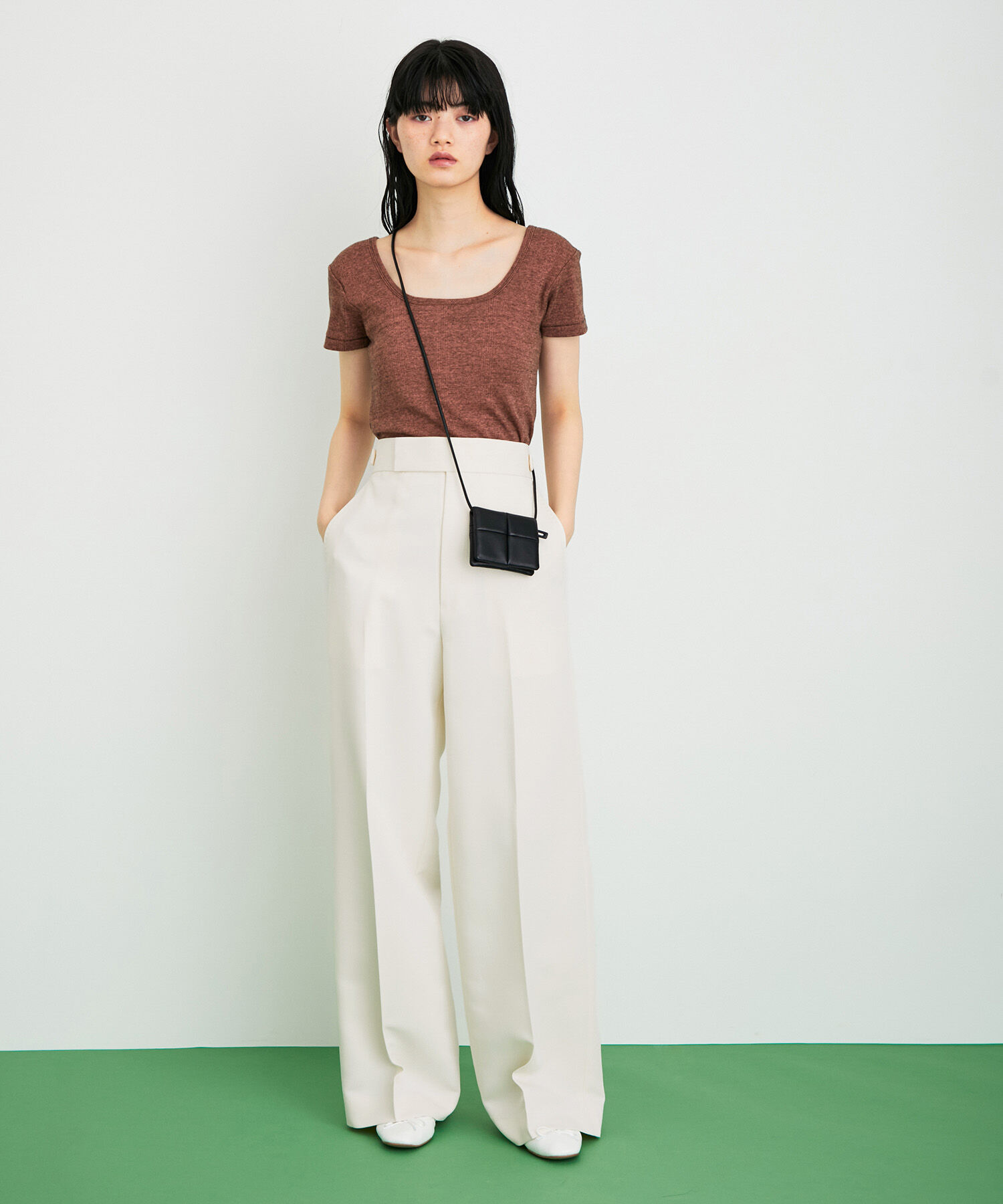 ADAM ET ROPE'「【サステナブル】ワイドスラックス」|スラックス|