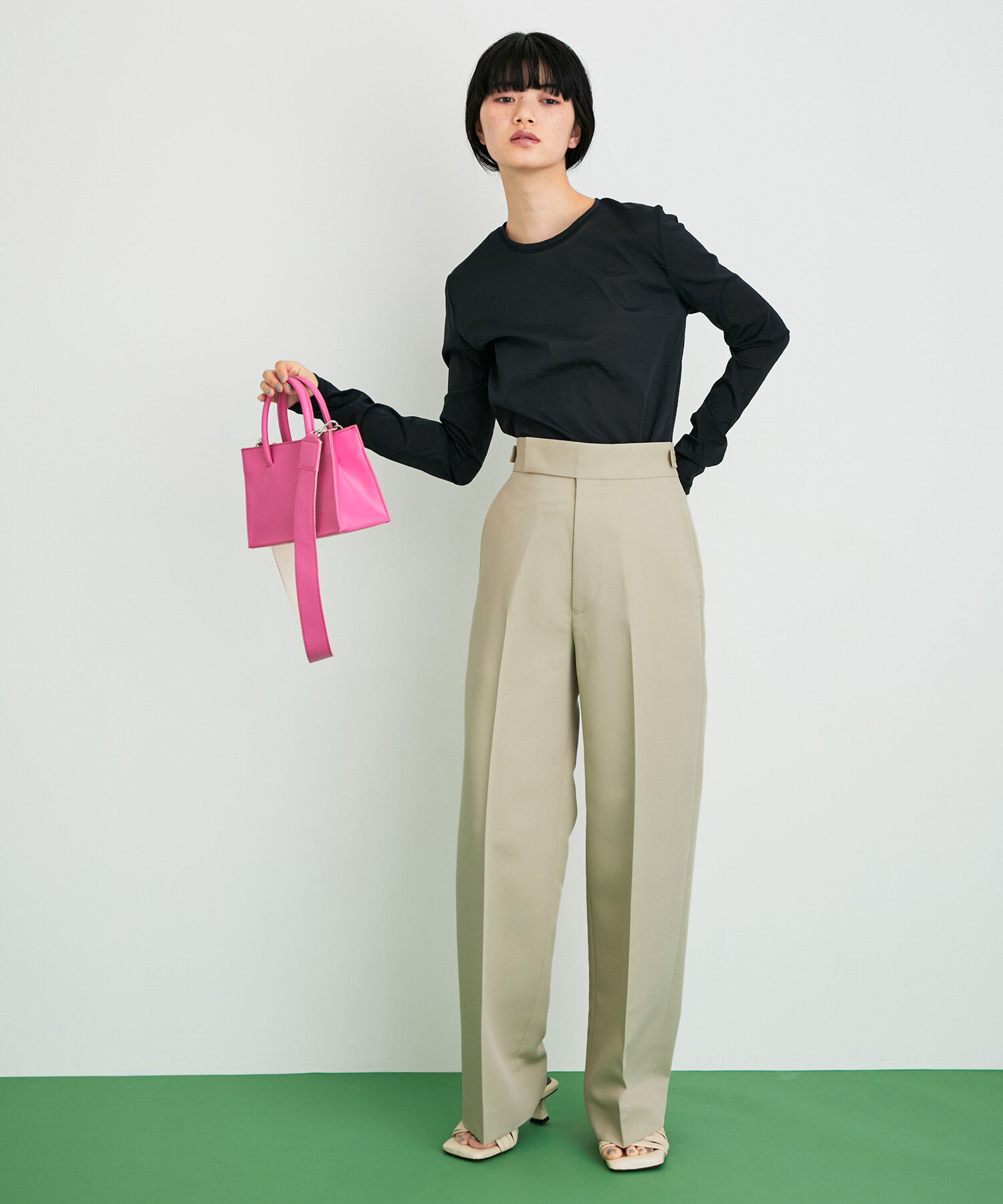 ADAM ET ROPE'「【サステナブル】ワイドスラックス」|スラックス|