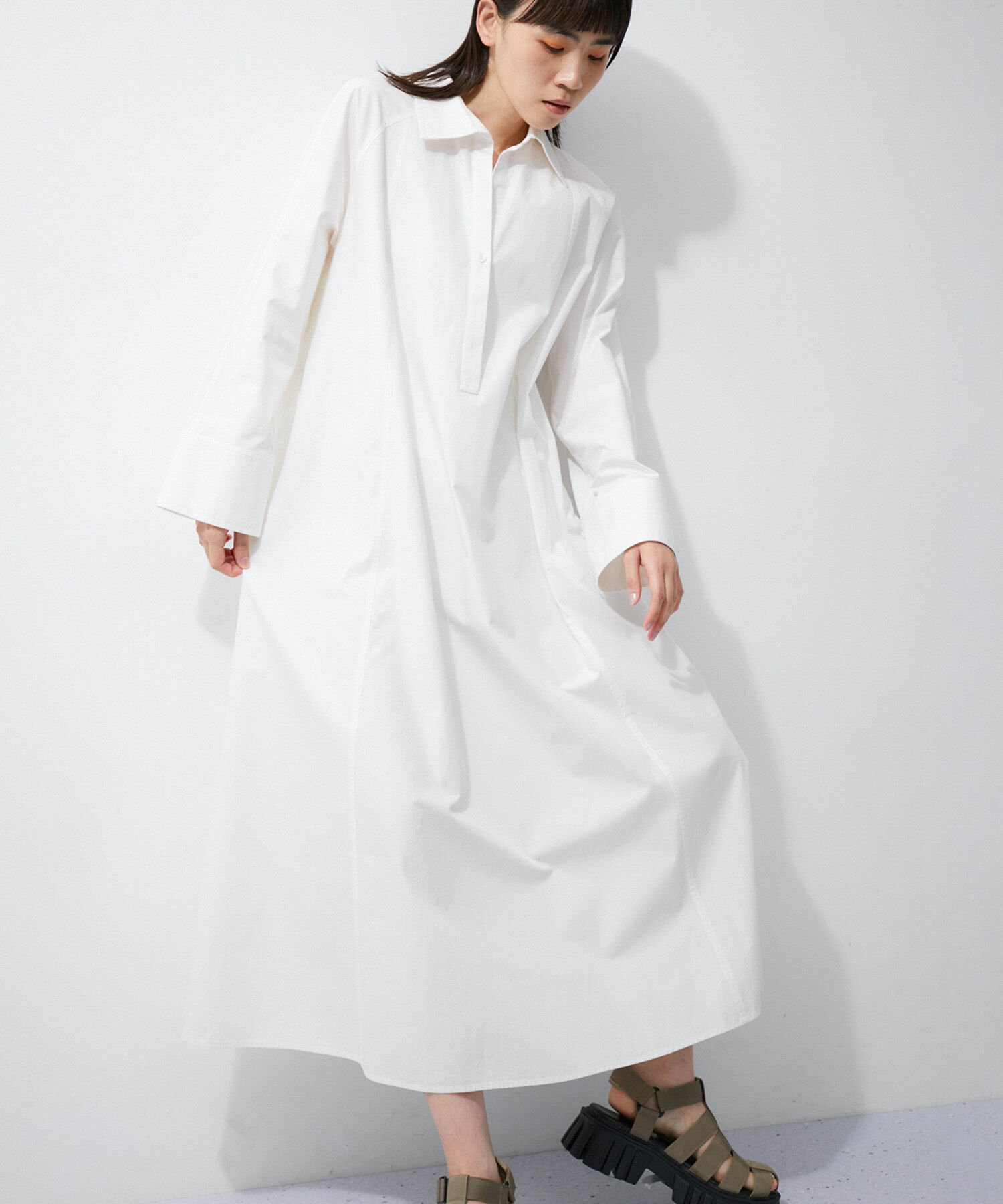 ADAM ET ROPE'「テントラインシャツワンピース」|その他|ホワイト系(12)