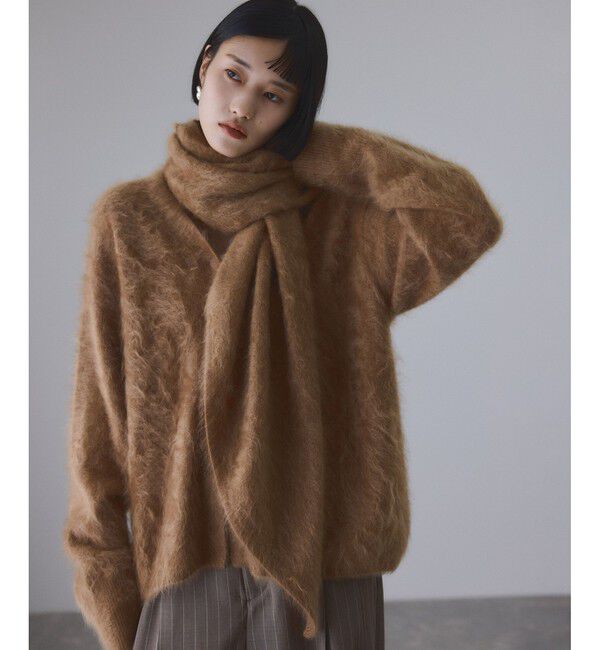 ADAM ET ROPE'「ブラッシュカシミアストール」|ストール|ブラウン(20)