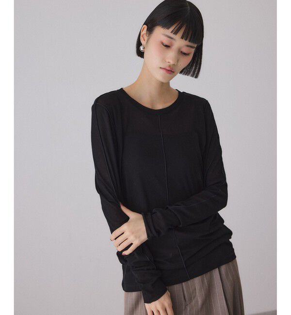 ADAM ET ROPE'「シアーフライスロンT」|Tシャツ・カットソー|ブラック(01)