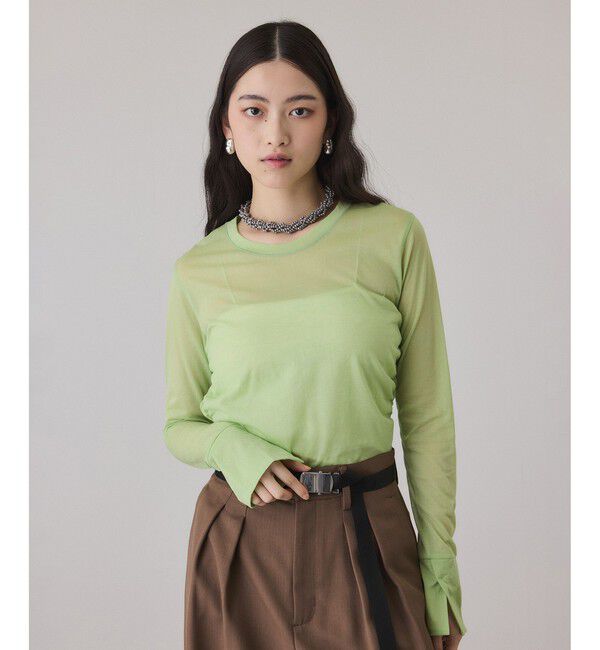 ADAM ET ROPE'「シアークルーネックトップス」|Tシャツ・カットソー|ライトグリン(33)
