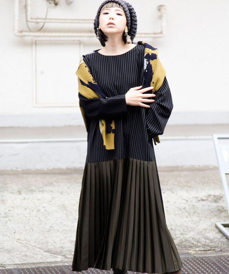  「2WAYバックプリーツワンピース」|ワンピース|BLACK